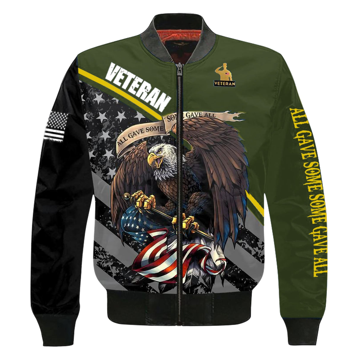 Us Veteran, All Gave Some - Some Gave All, Bald Eagle Green Bomber Jac 