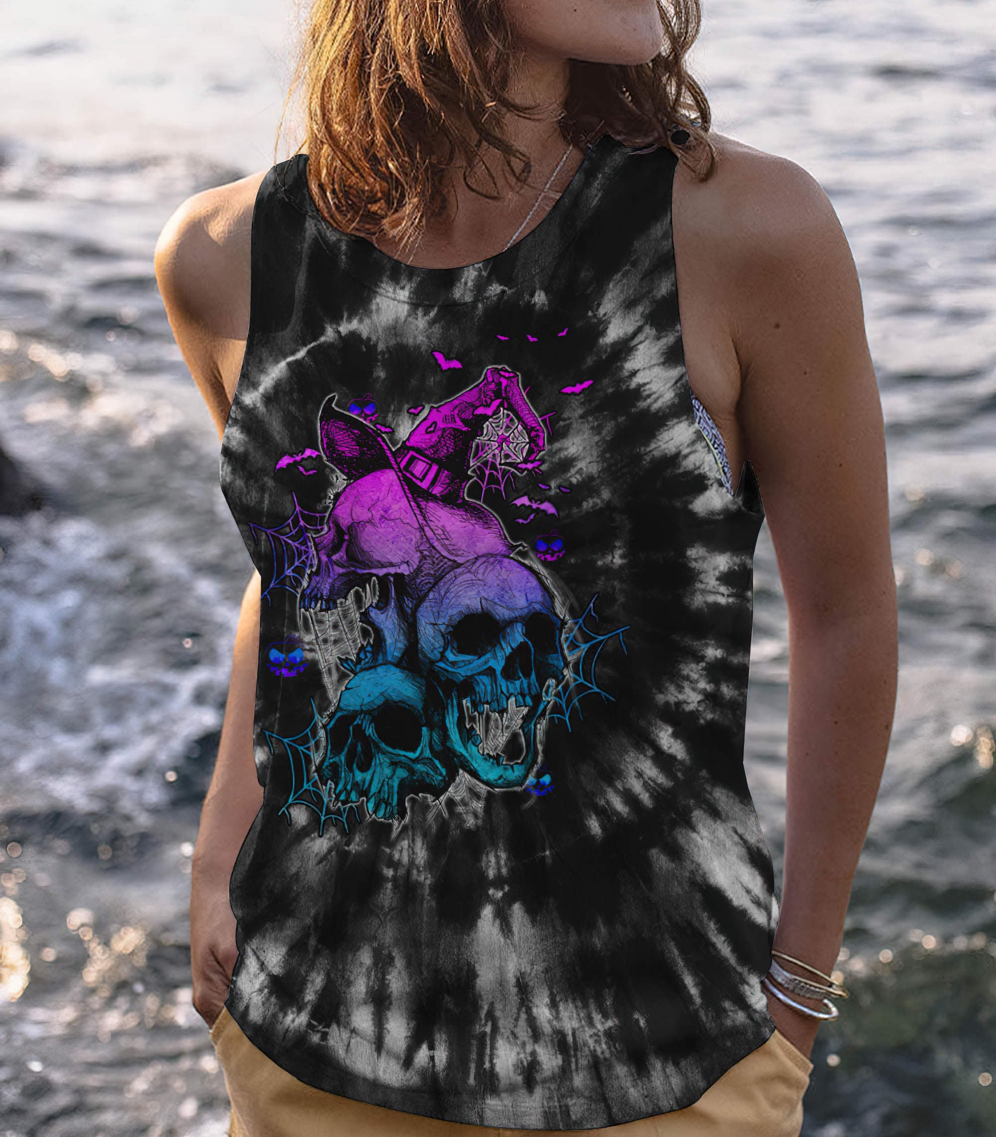 Stuck Between Idk Idc And Idgaf Skull All Over Print 1 Tank Top