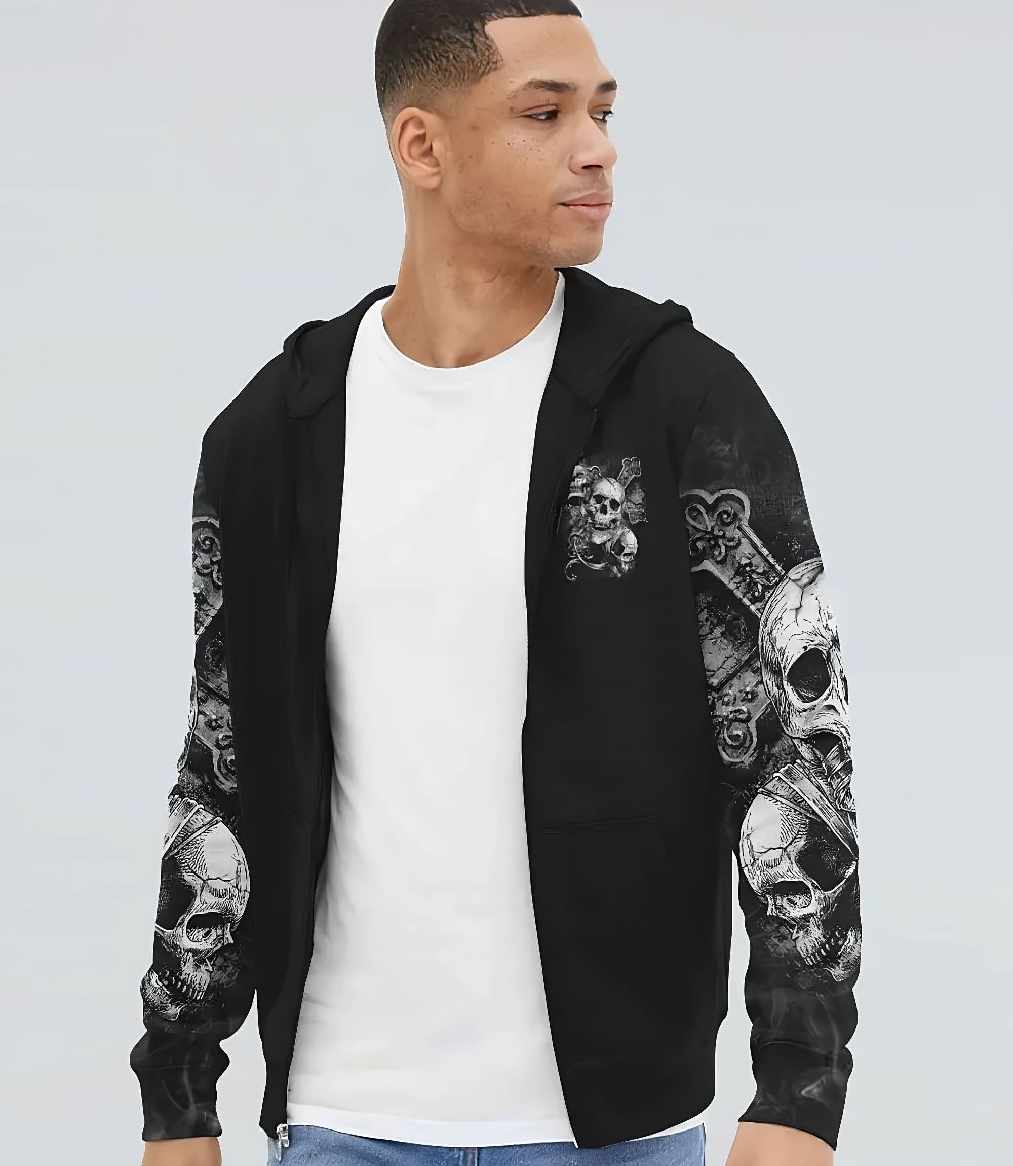 Stuck Between Idk Idc And Idgaf Skull All Over Print 4 Hoodie