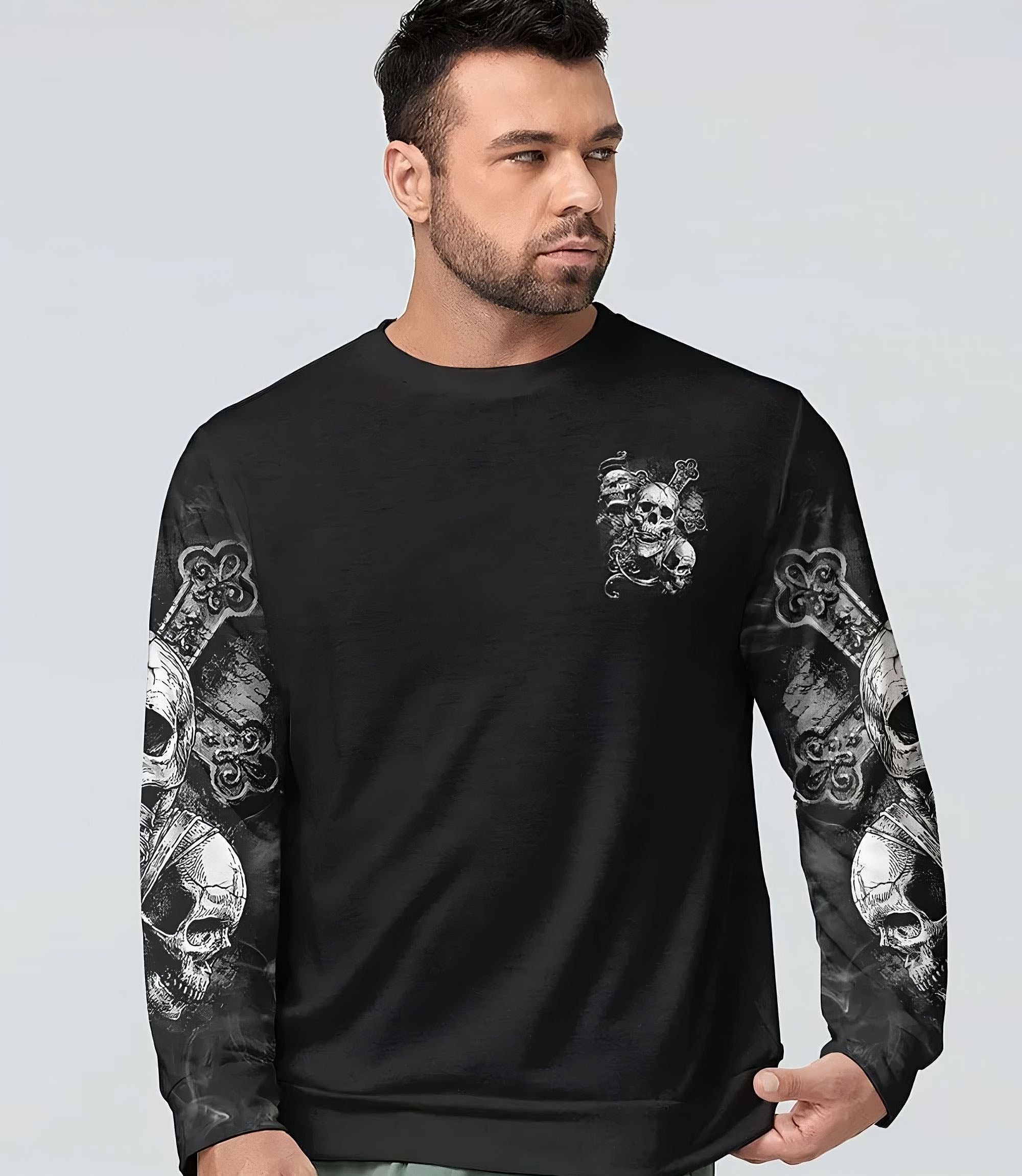 Stuck Between Idk Idc And Idgaf Skull All Over Print 4 Sweatshirt