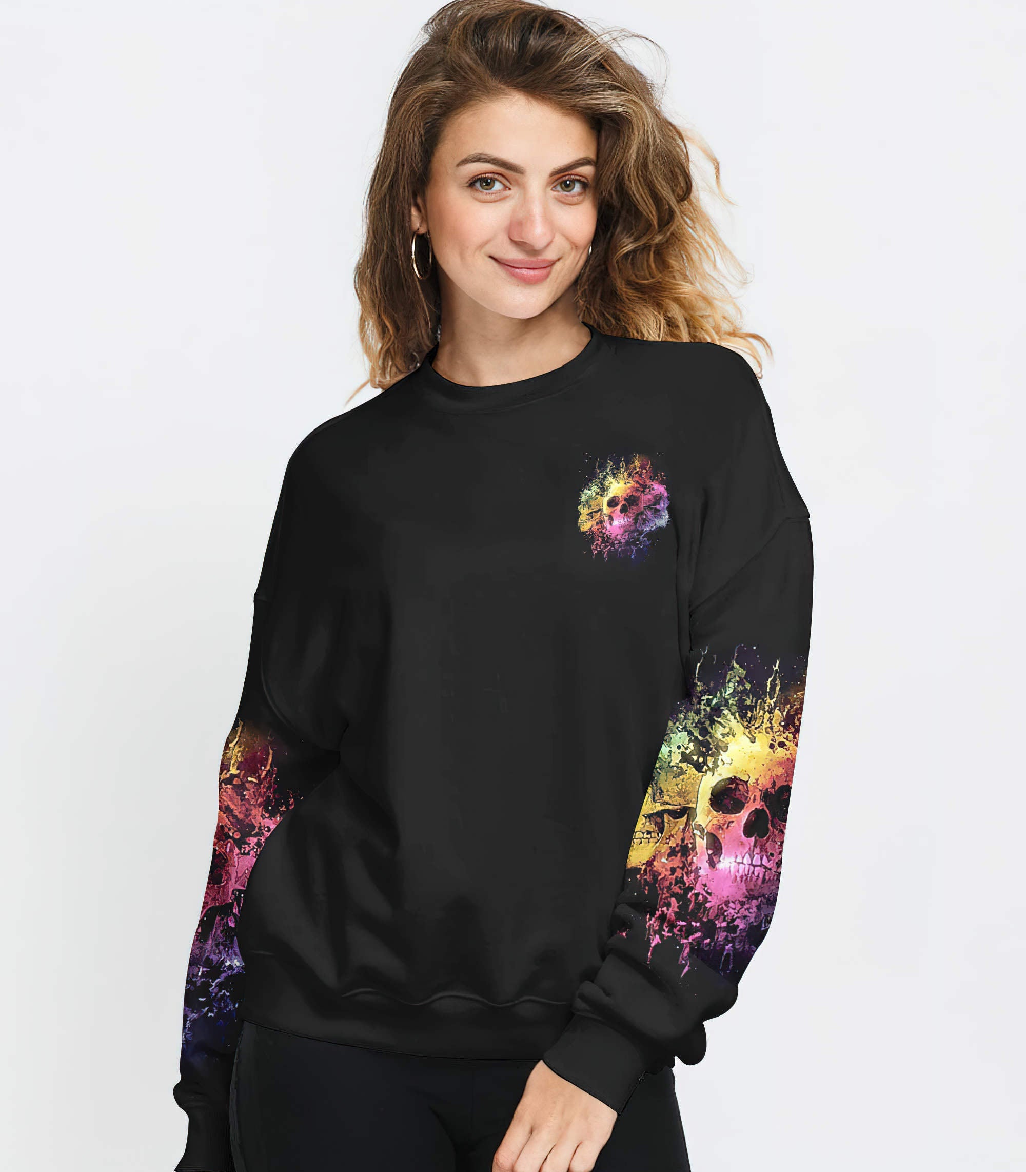 Stuck Between Idk Idc And Idgaf Skull All Over Print 3 Sweatshirt