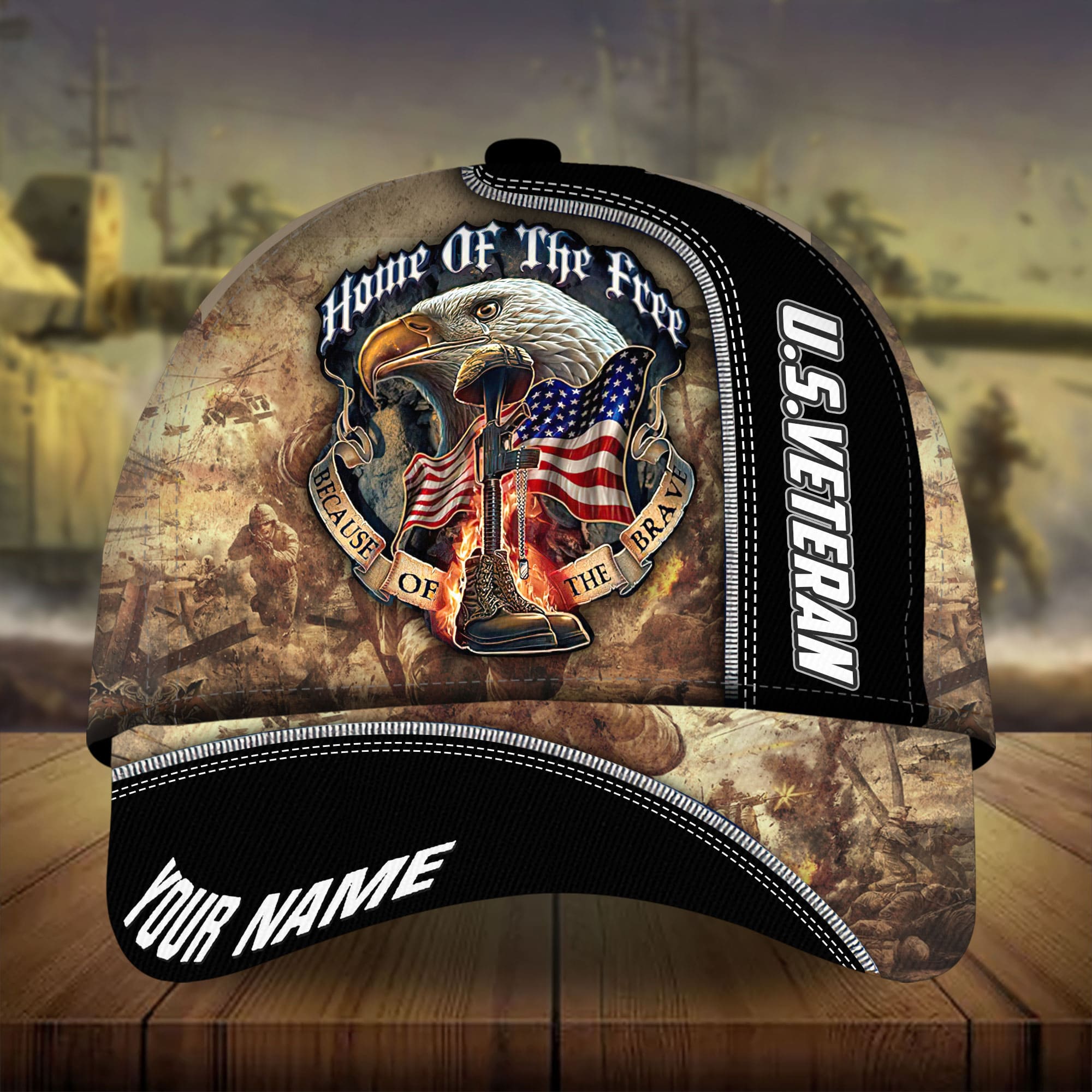 Premium Home Of The Free, US Veteran 3D Hats Eagle Personalized