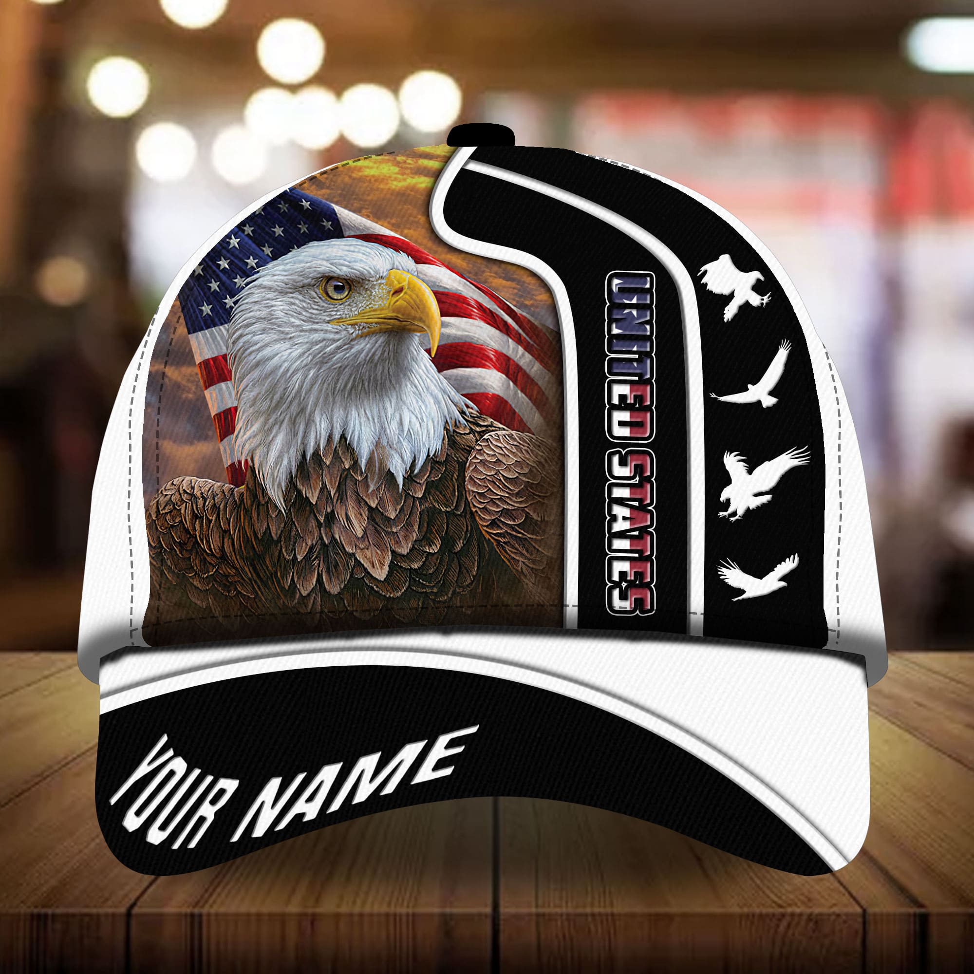 Personalized American Patriotic Eagle All Over Print Cap Multicolor