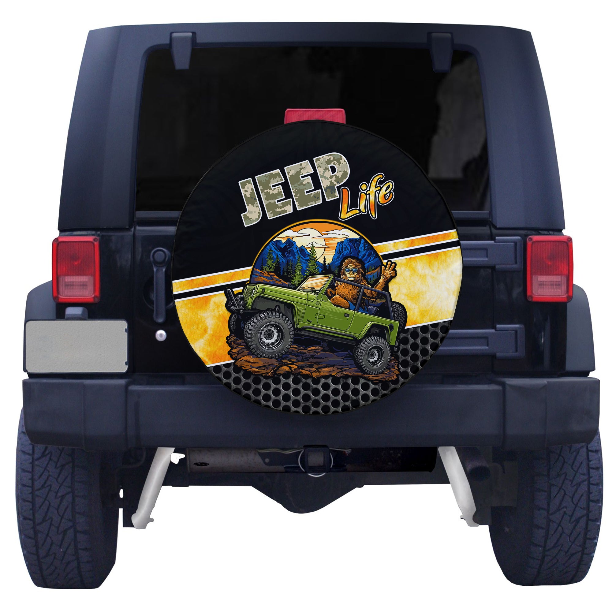 Jeep Life Spare Tire Cover Sasquatch And Pine Forest TS06