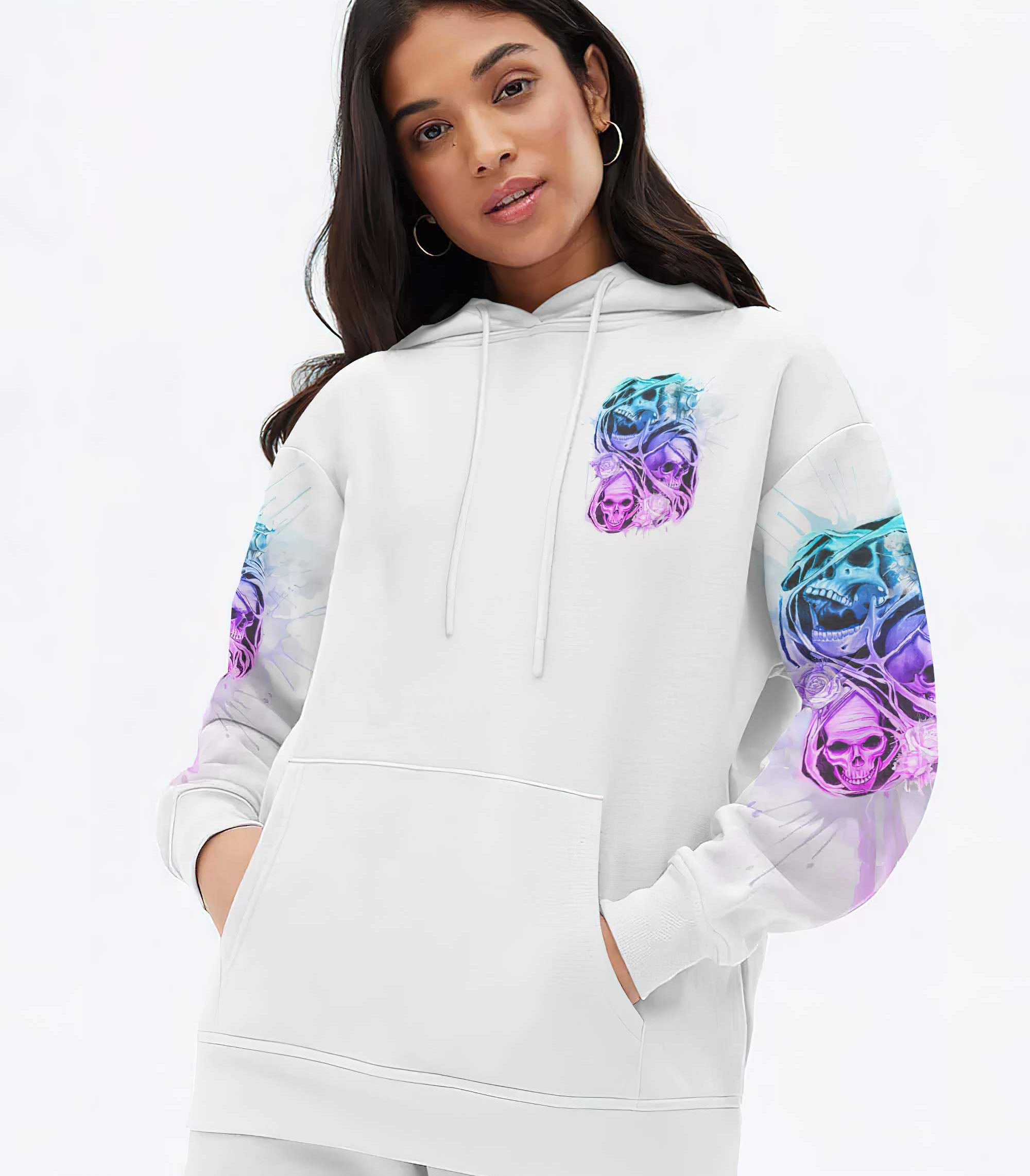 Stuck Between Idk Idc And Idgaf Skull All Over Print 2 Hoodie