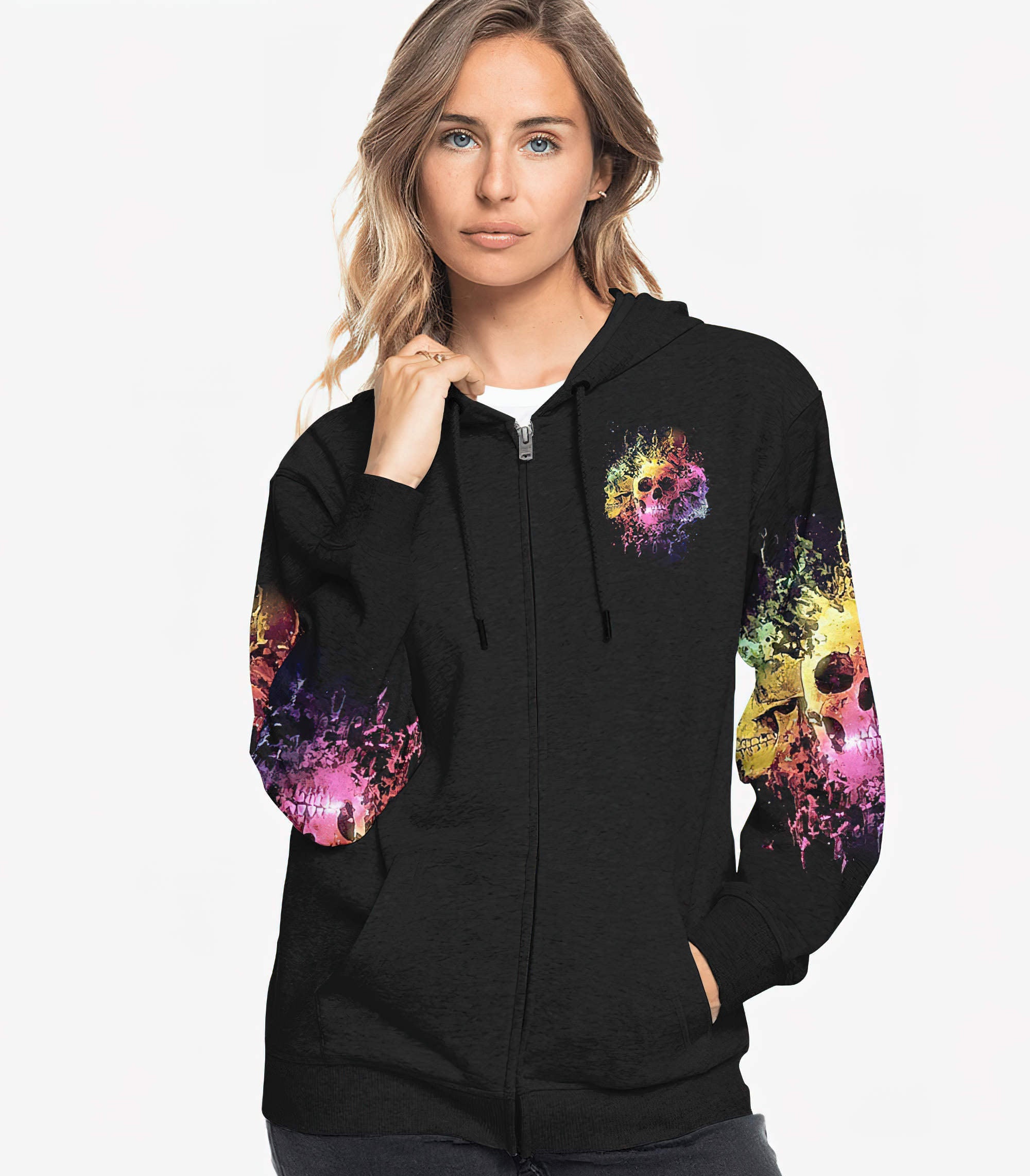 Stuck Between Idk Idc And Idgaf Skull All Over Print 3 Hoodie