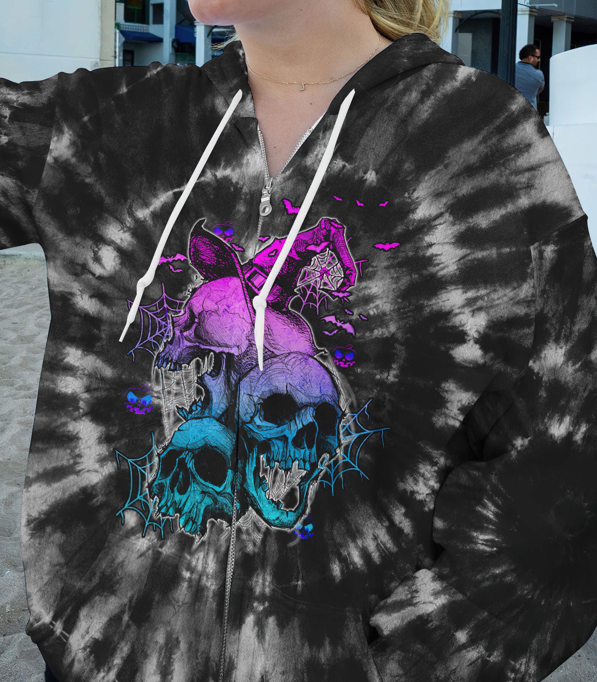 Stuck Between Idk Idc And Idgaf Skull All Over Print 1 Hoodie