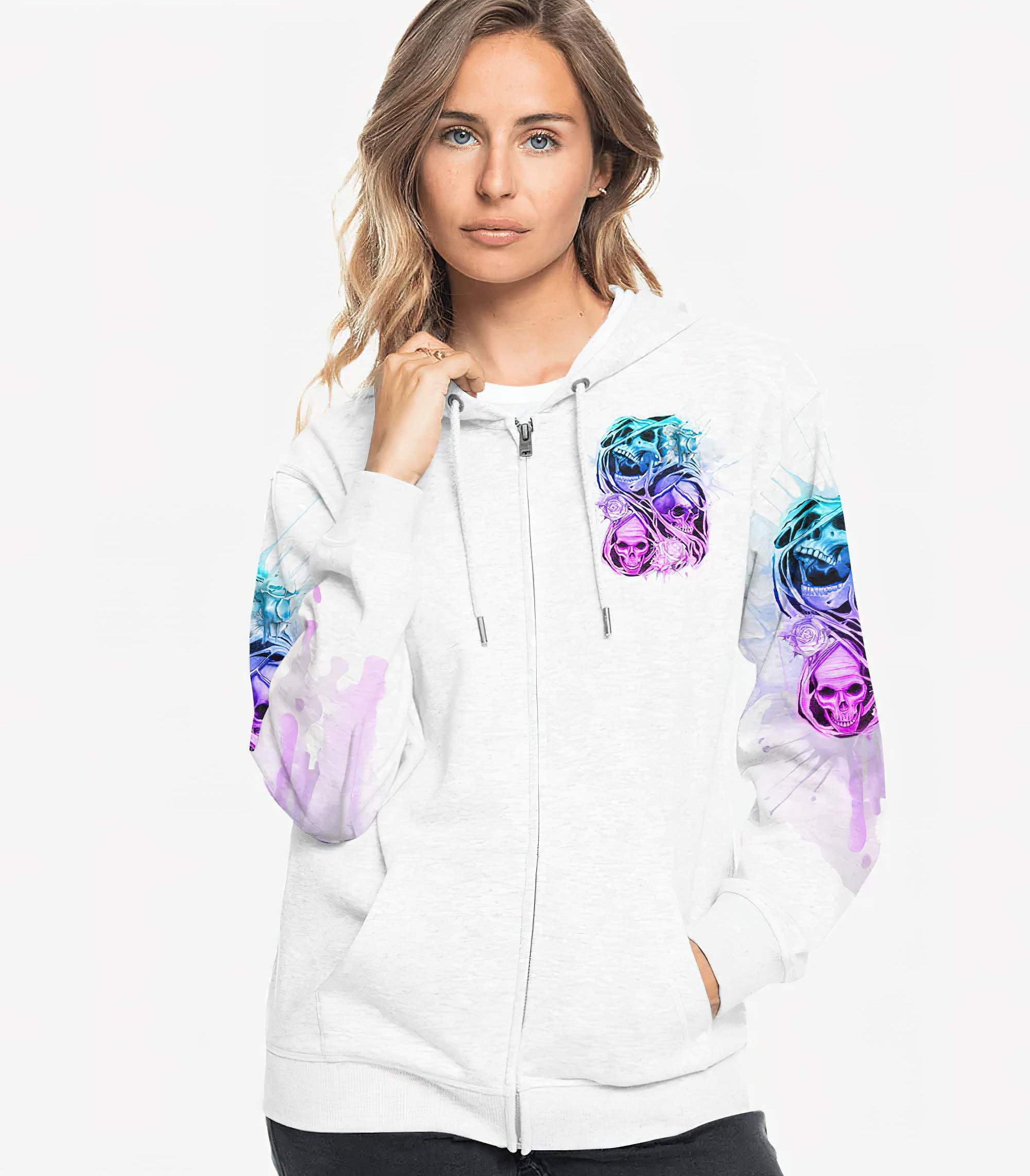 Stuck Between Idk Idc And Idgaf Skull All Over Print 2 Hoodie