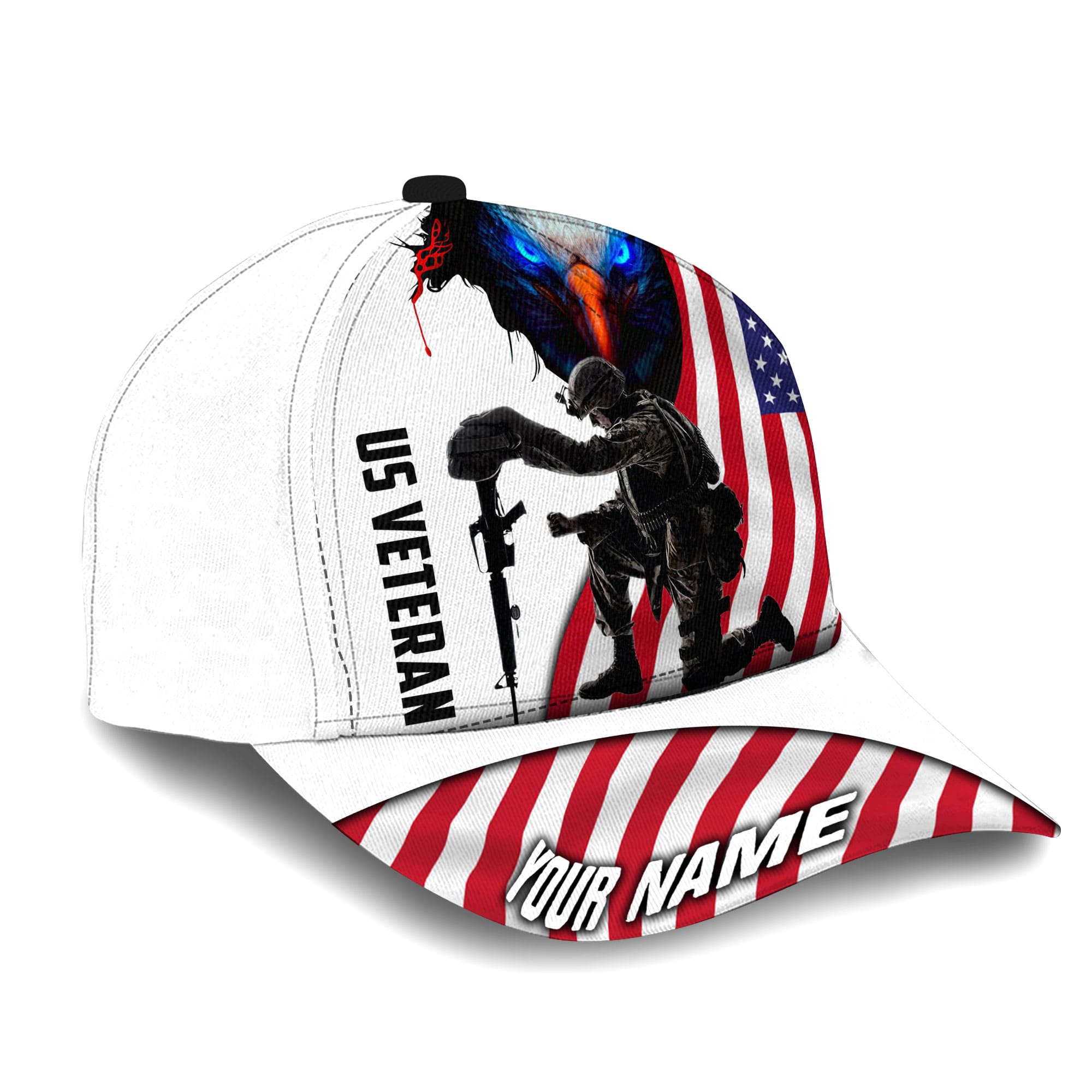 Premium Eagle US Veteran Hats 3D US Flag Personalized