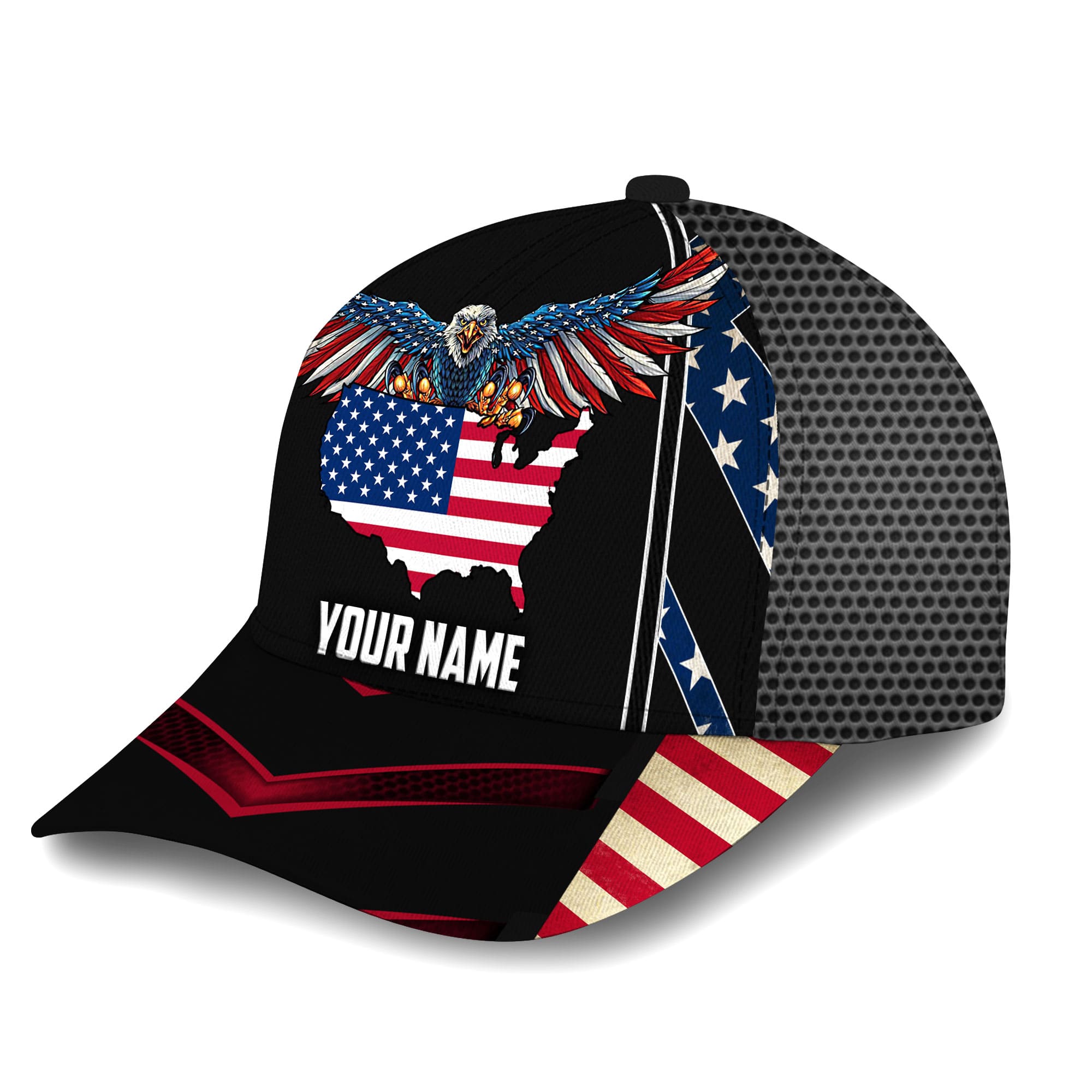 Premium Eagle Patriotic 3D Cap America Map Personalized