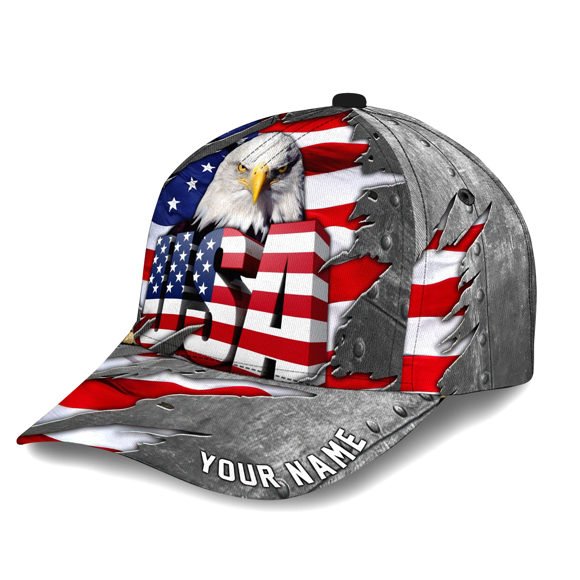 Premium USA Eagle 3D Cap Patriot Cracked Hat Personalized