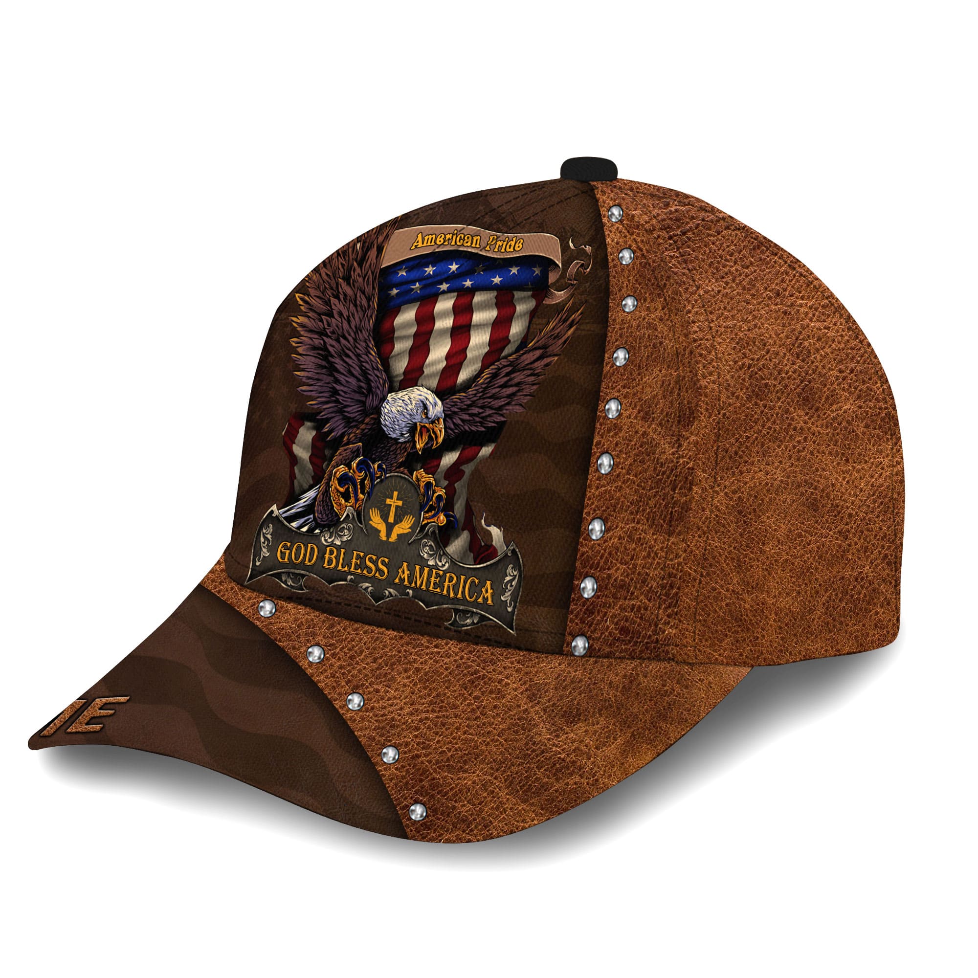 Premium God Patriotic Eagle 3D Cap God Bless America Personalized