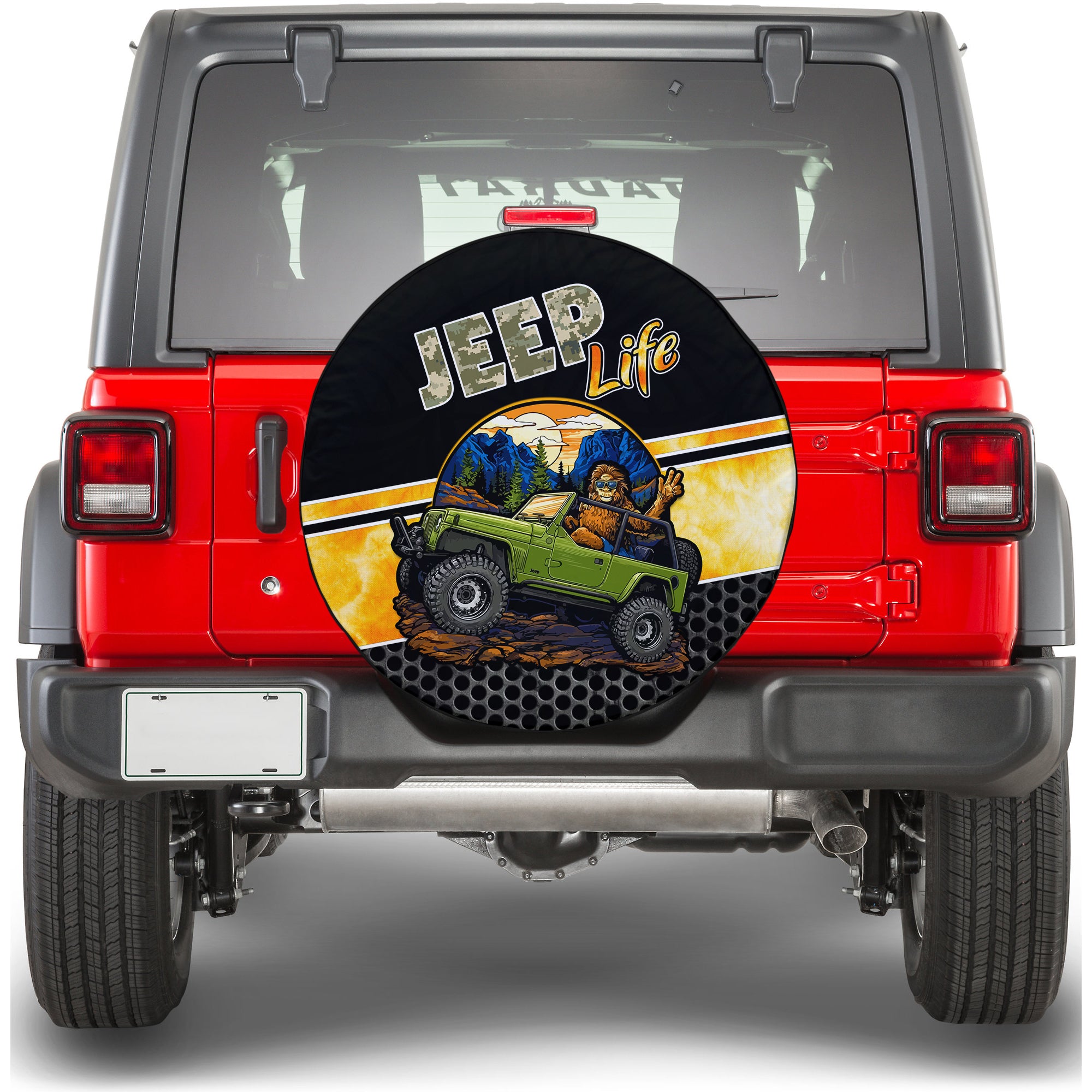 Jeep Life Spare Tire Cover Sasquatch And Pine Forest TS06