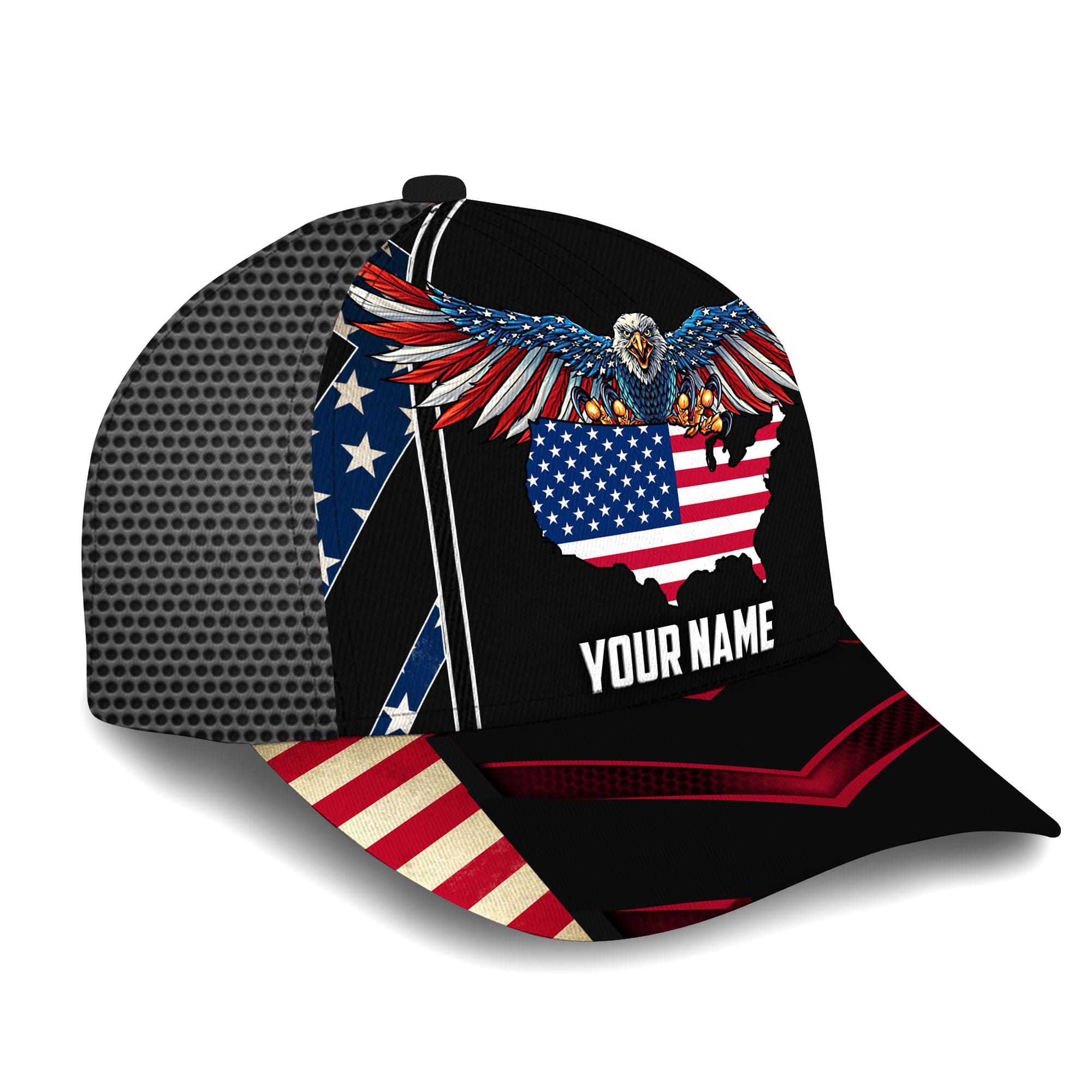 Premium Eagle Patriotic 3D Cap America Map Personalized