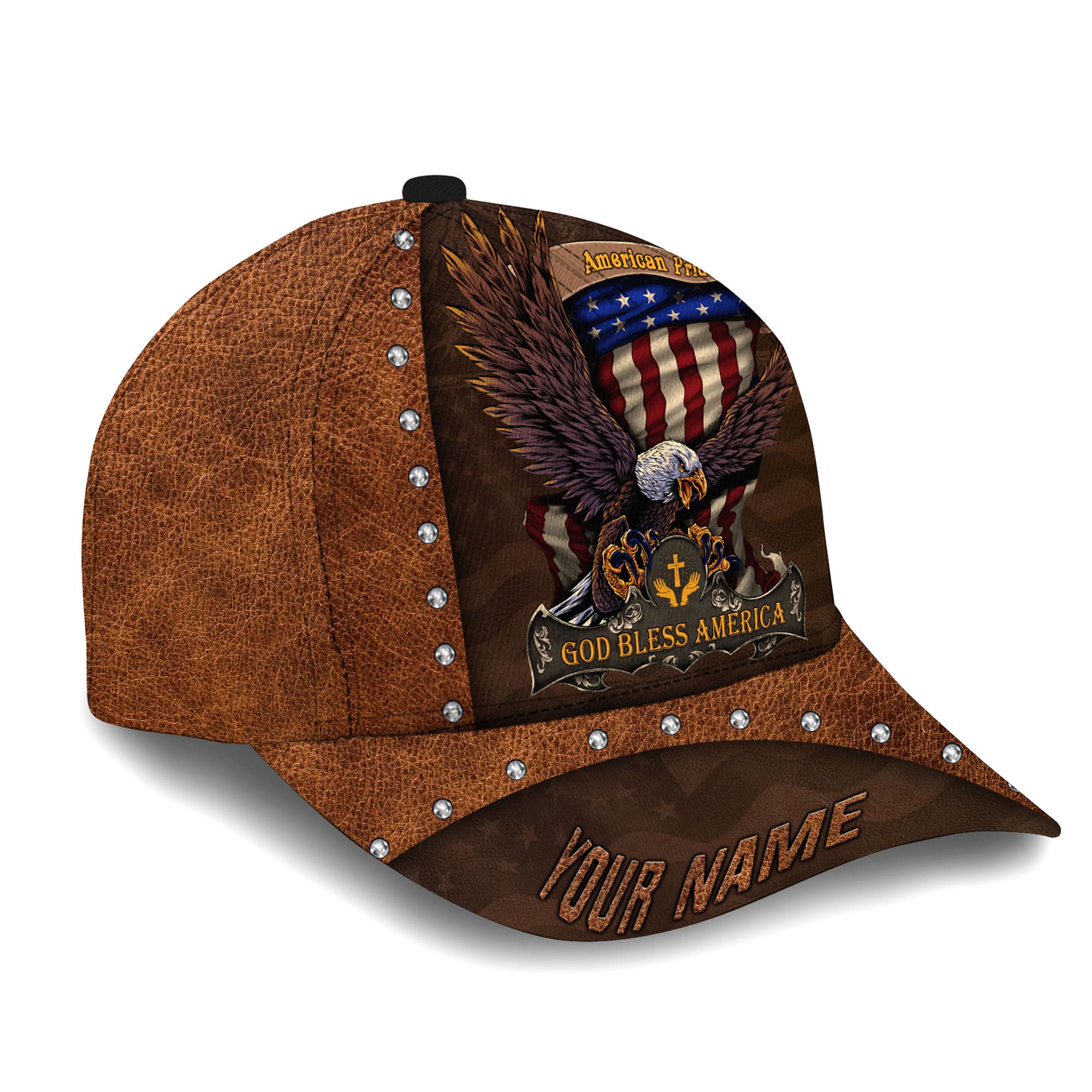 Premium God Patriotic Eagle 3D Cap God Bless America Personalized