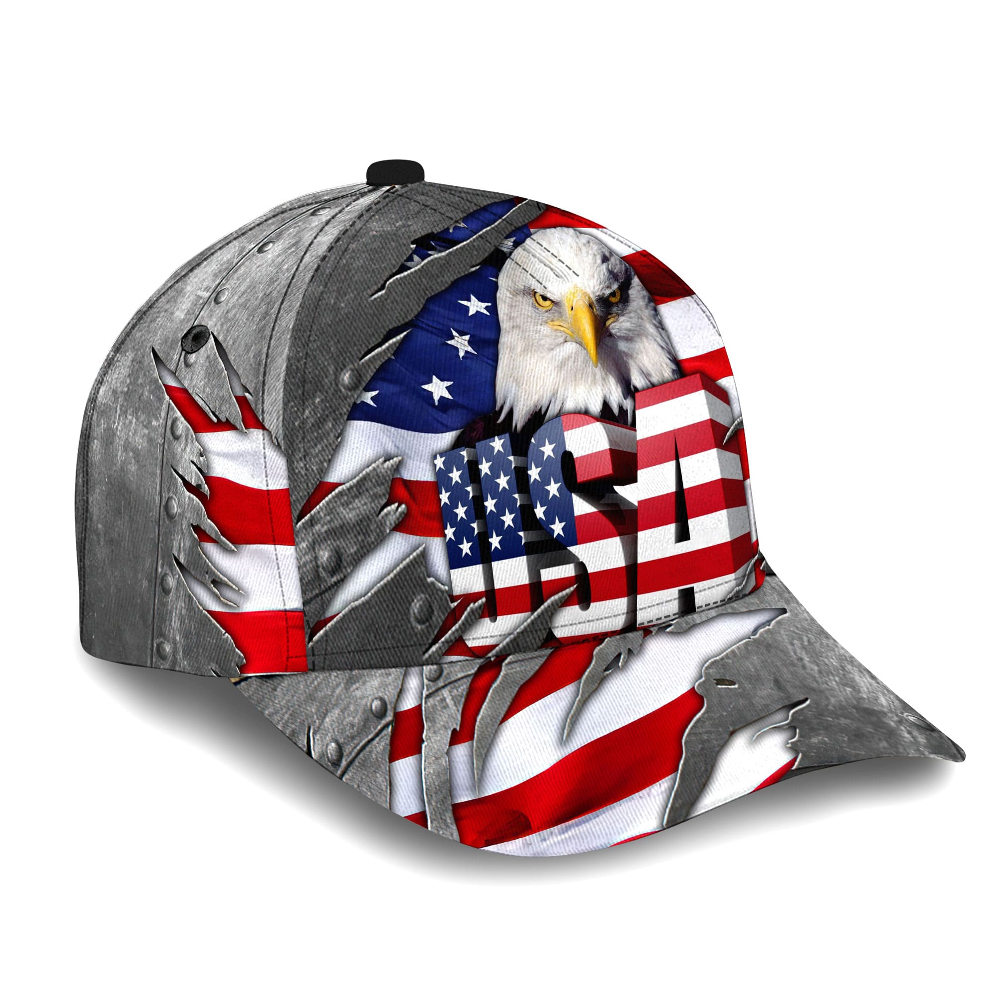 Premium USA Eagle 3D Cap Patriot Cracked Hat Personalized