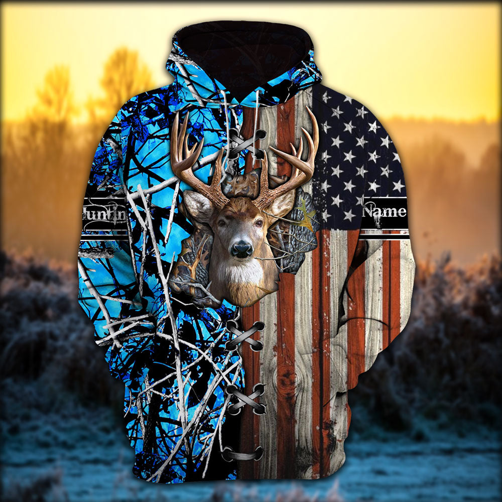 Patriotic Big Buck Hunting Hoodie Ultra Soft And Warm Personalized High Quailty 3D Printed