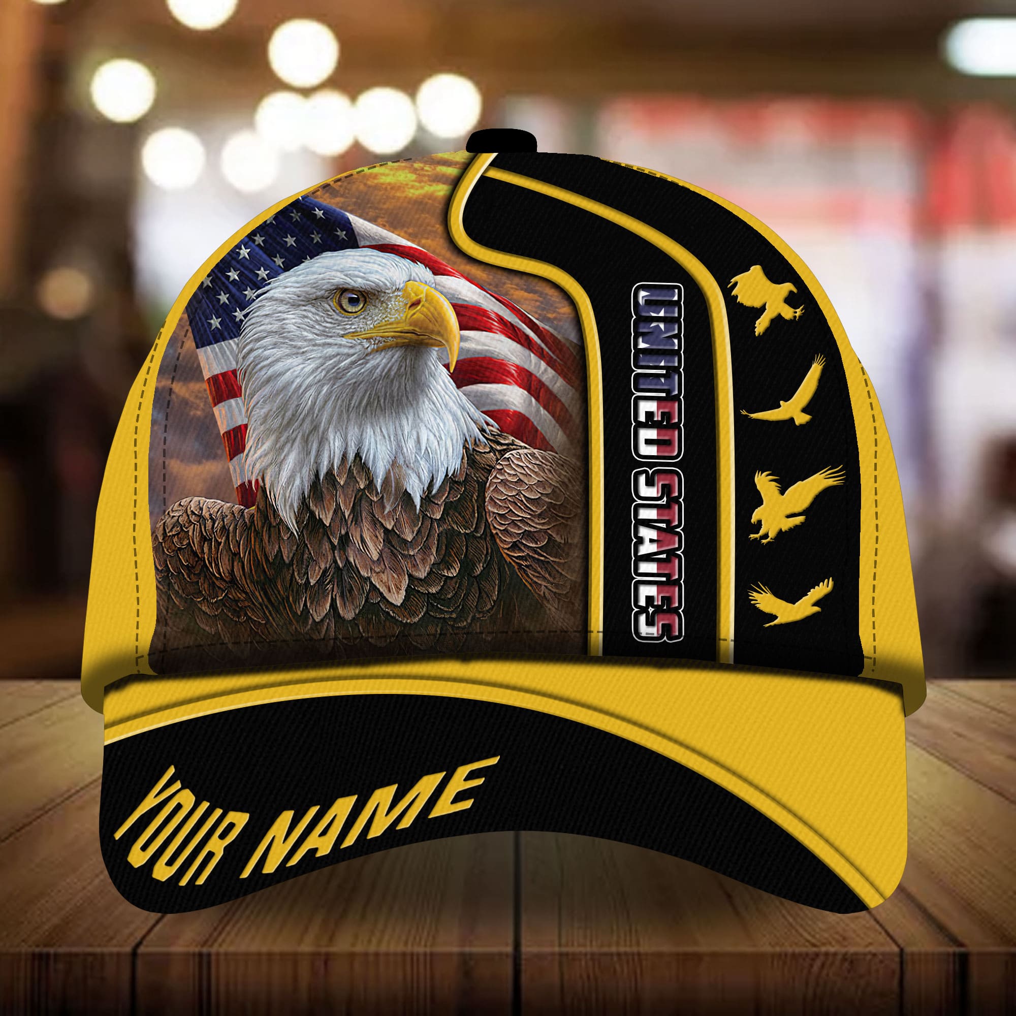 Personalized American Patriotic Eagle All Over Print Cap Multicolor