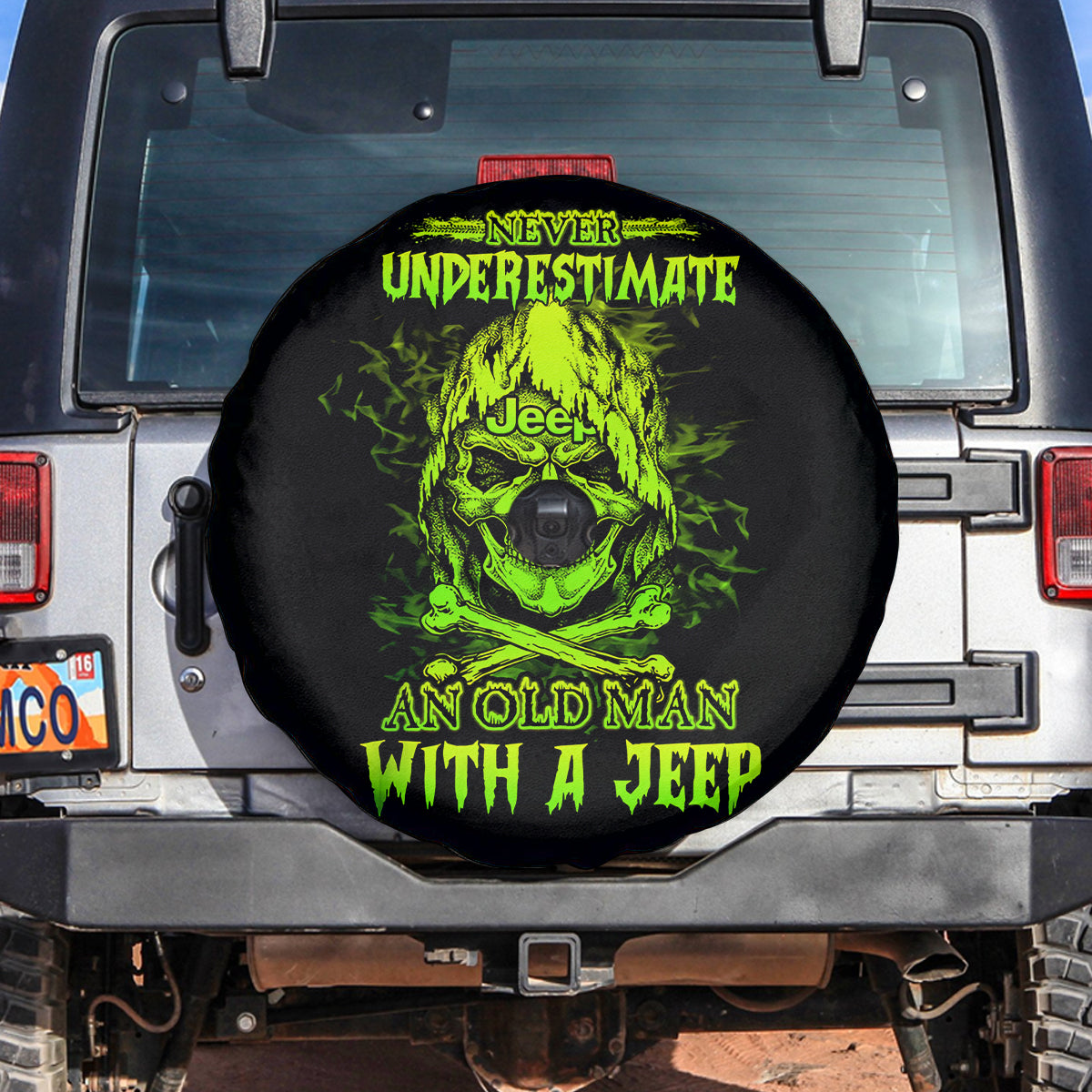 Never Underestimate An Old Jeep Man Spare Tire Cover