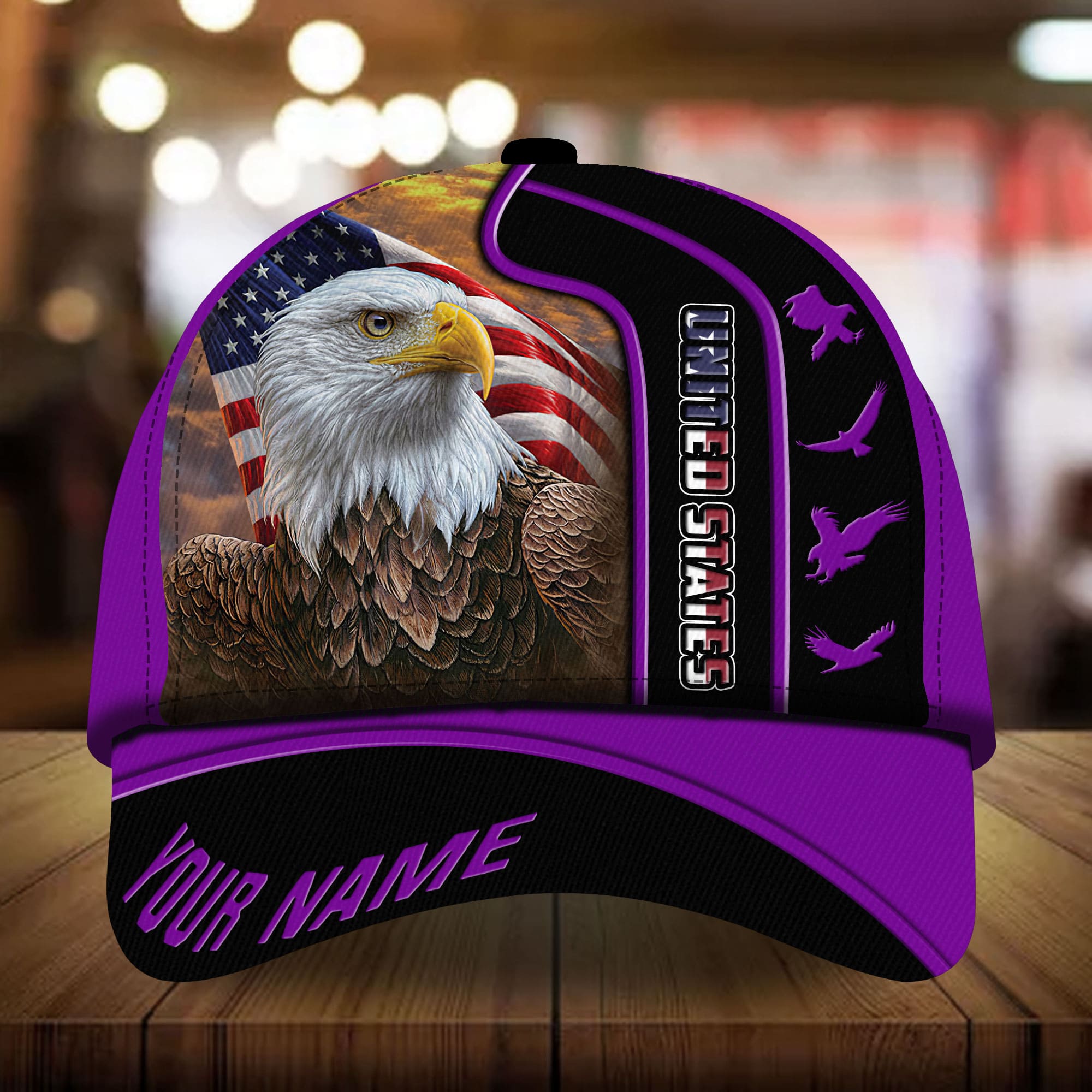 Personalized American Patriotic Eagle All Over Print Cap Multicolor