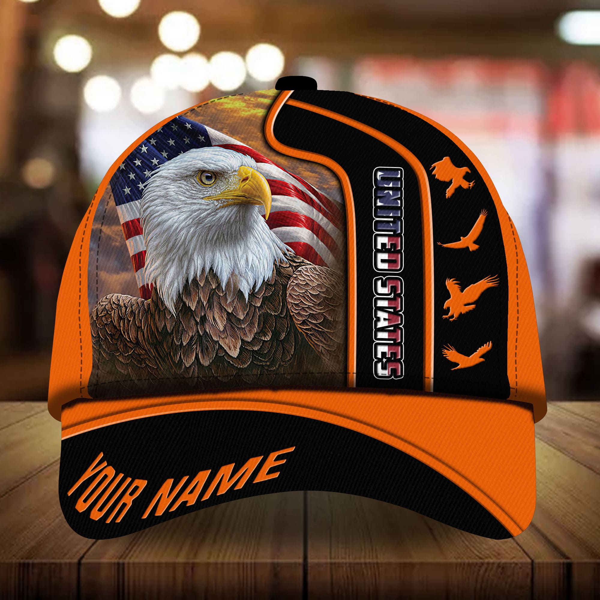 Personalized American Patriotic Eagle All Over Print Cap Multicolor