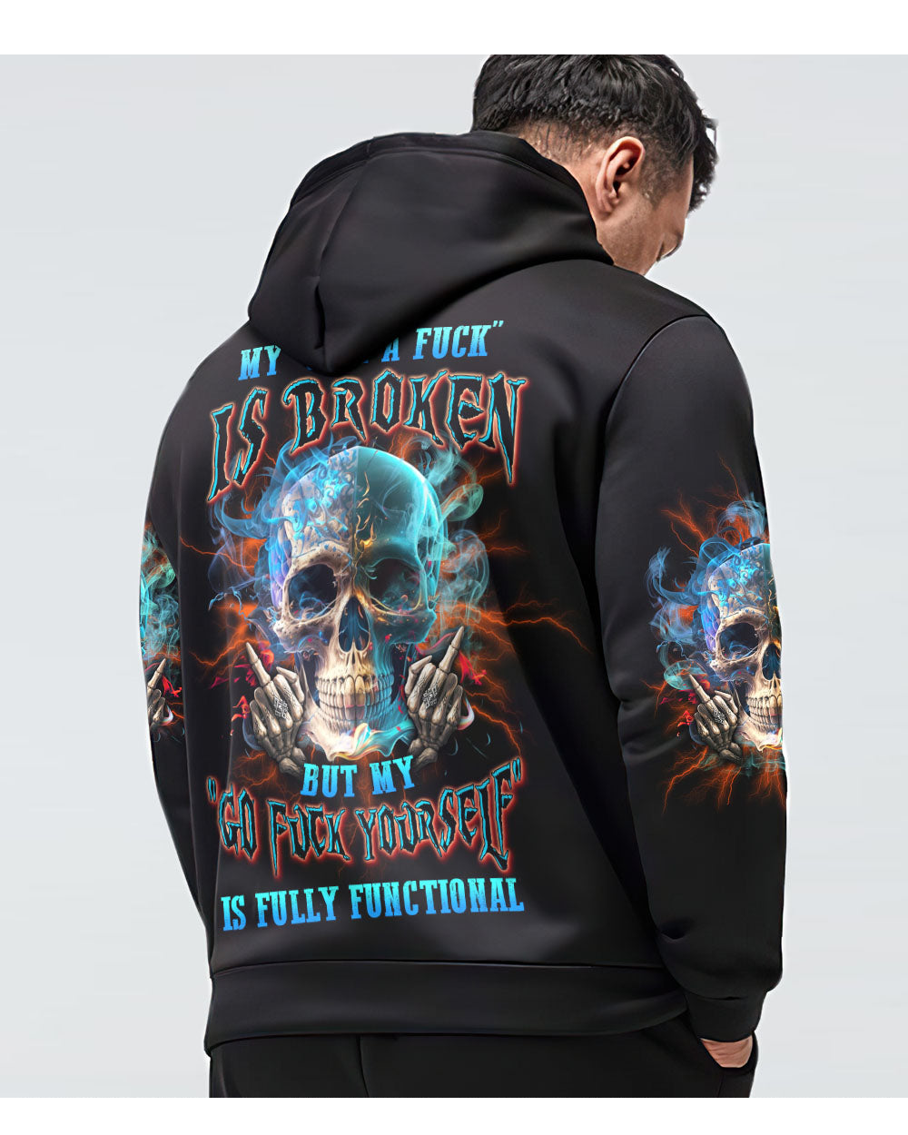 My Give A F*ck Is Broken Black Skull Hoodie