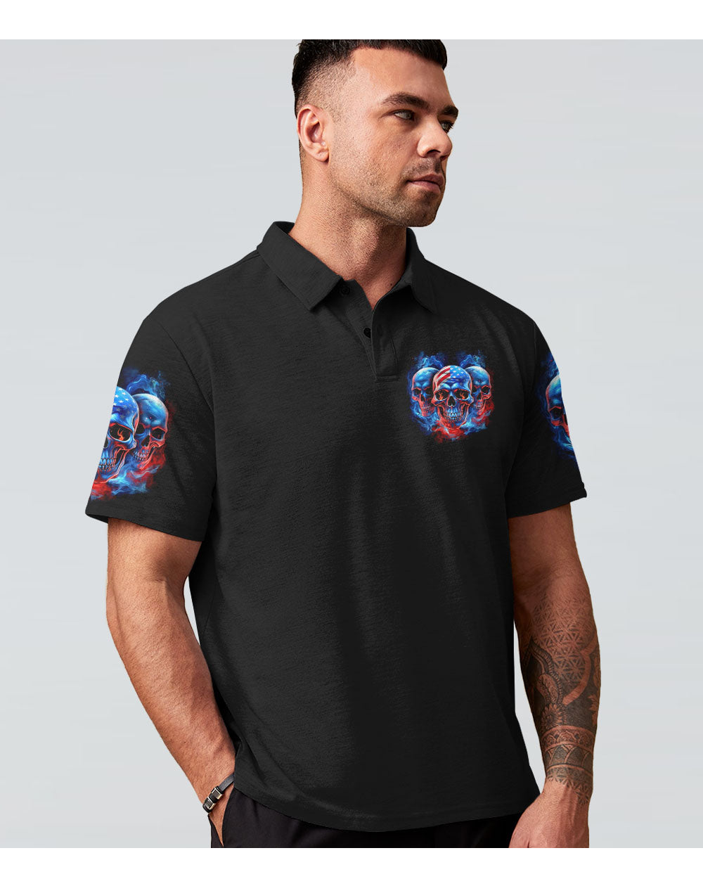 I Have 3 Side 3 Skull Black Polo Shirt