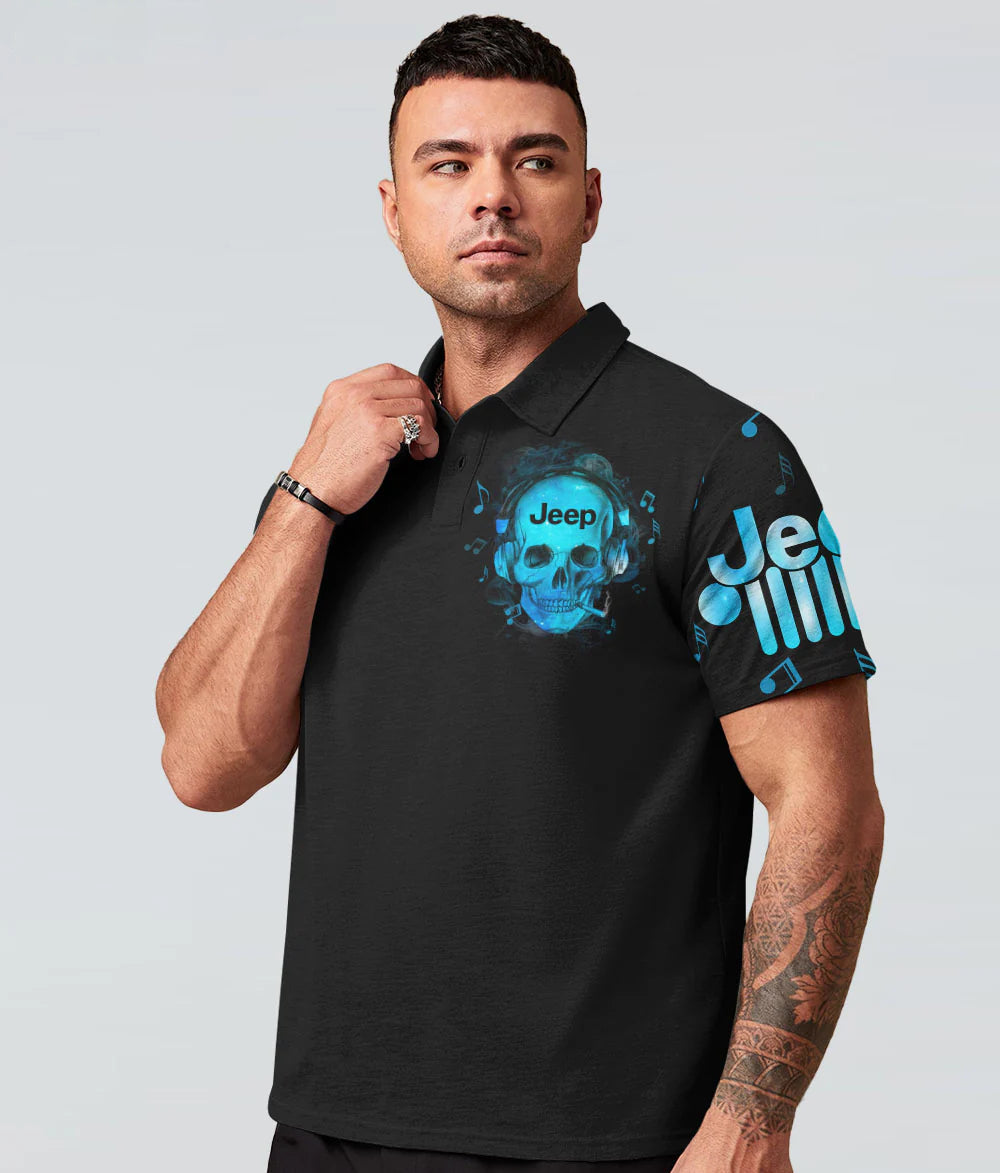 loud-music-in-a-jeep-skull-polo-shirt