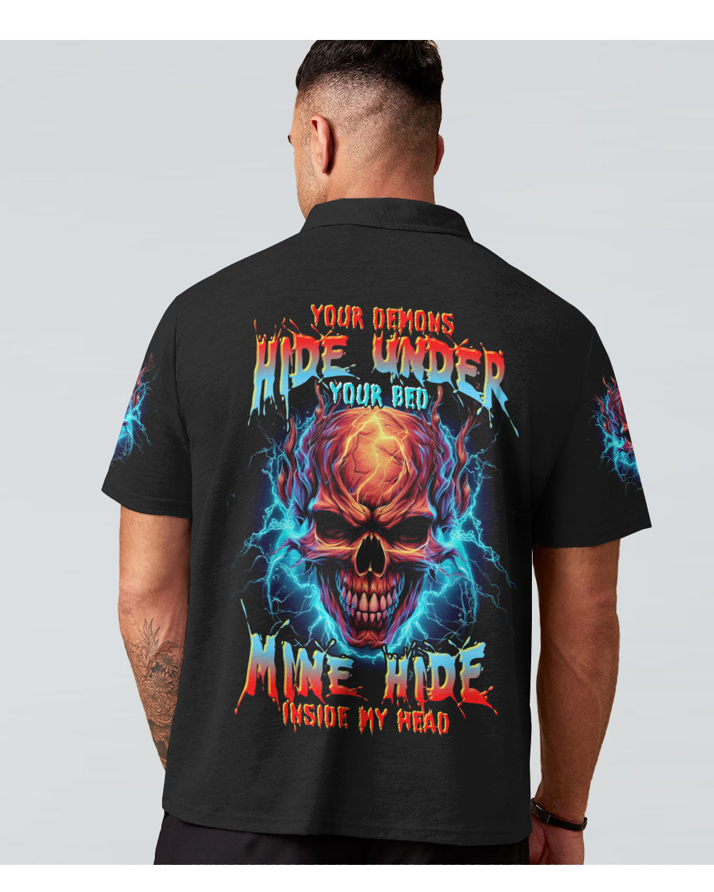 Your Demons Hide Under Your Bed Skull Polo Shirt