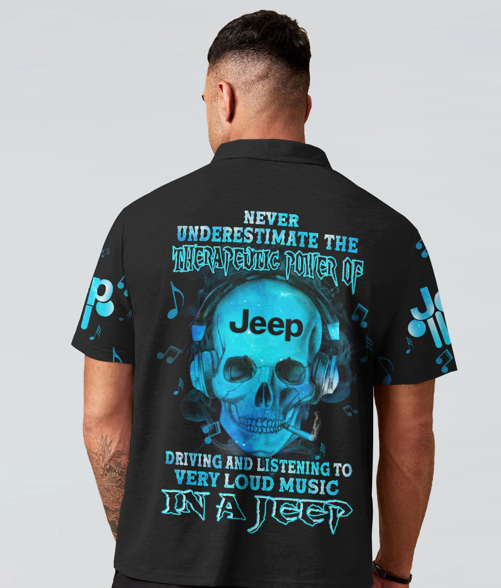 loud-music-in-a-jeep-skull-polo-shirt