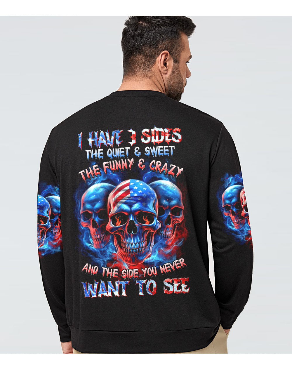 I Have 3 Side 3 Skull Black Sweatshirt