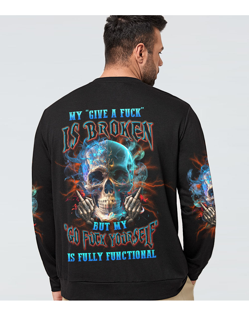 My Give A F*ck Is Broken Black Skull Sweatshirt