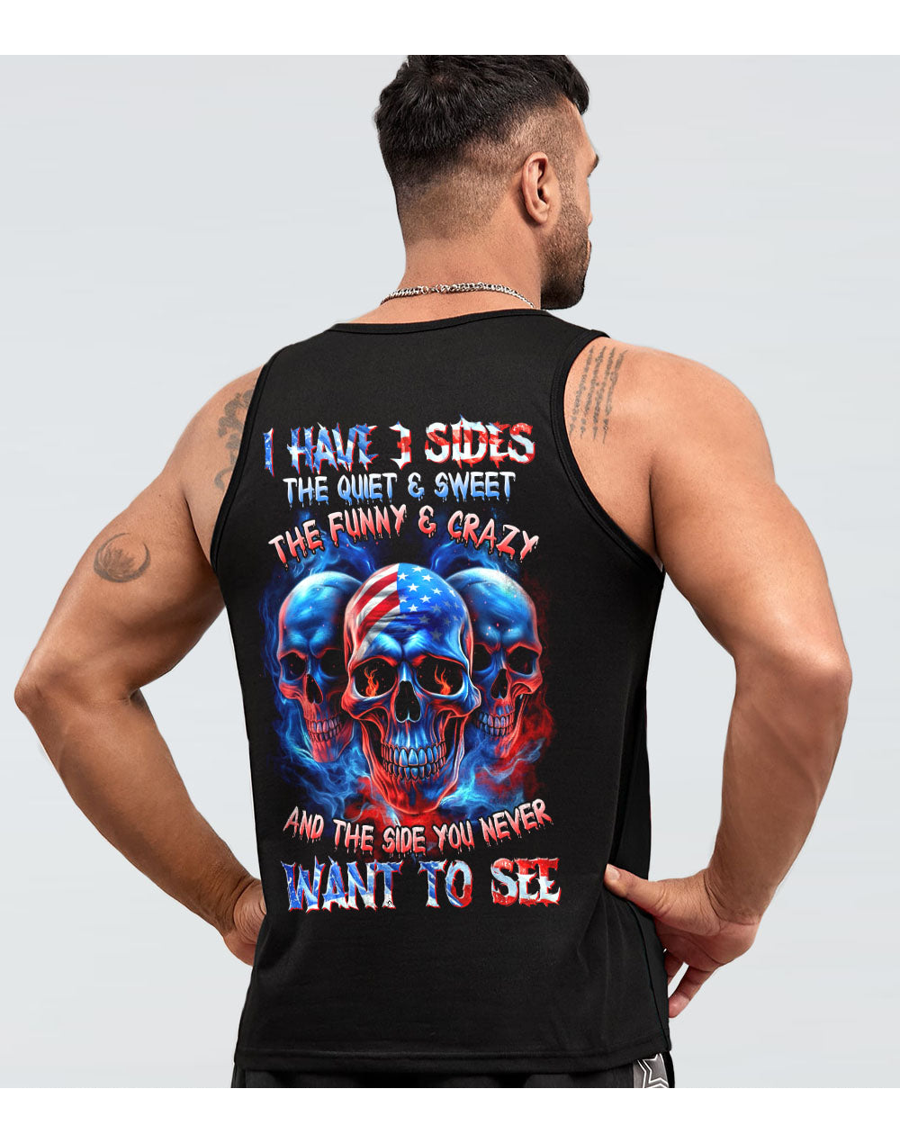 I Have 3 Side 3 Skull Black Tank Top