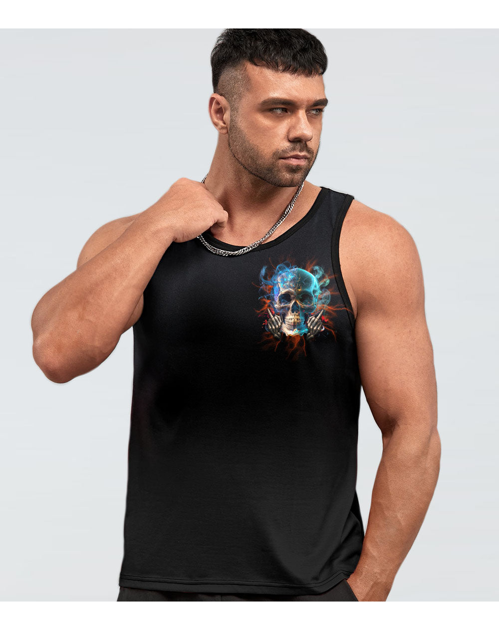 My Give A F*ck Is Broken Black Skull Men Tank Top