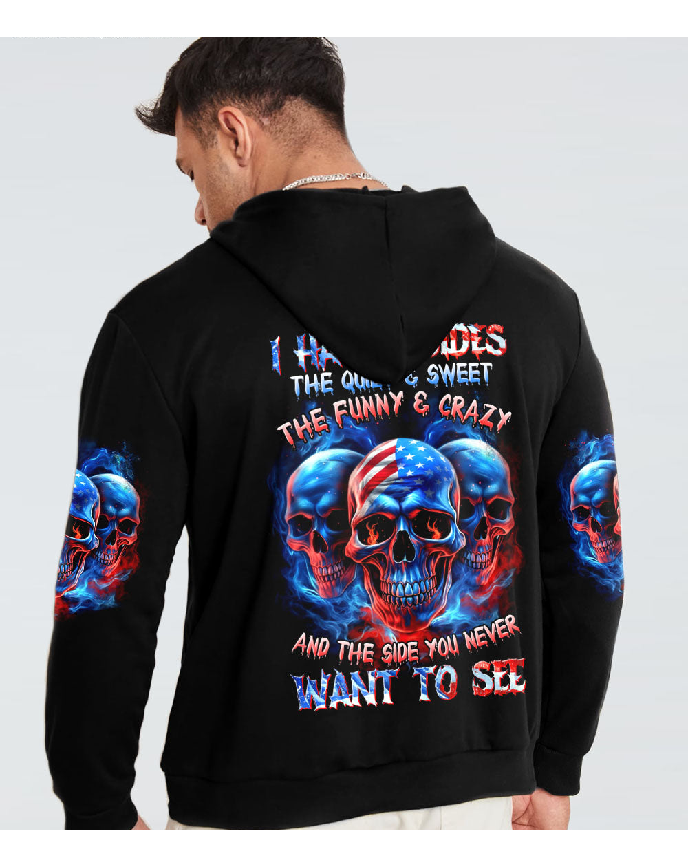 I Have 3 Side 3 Skull Black Hoodie