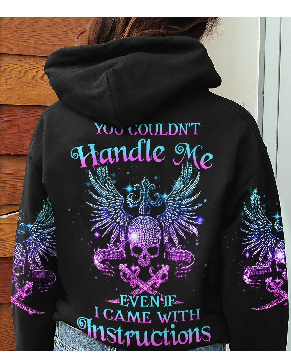 You Couldn't Handle Me Wing Skull Black Hoodie