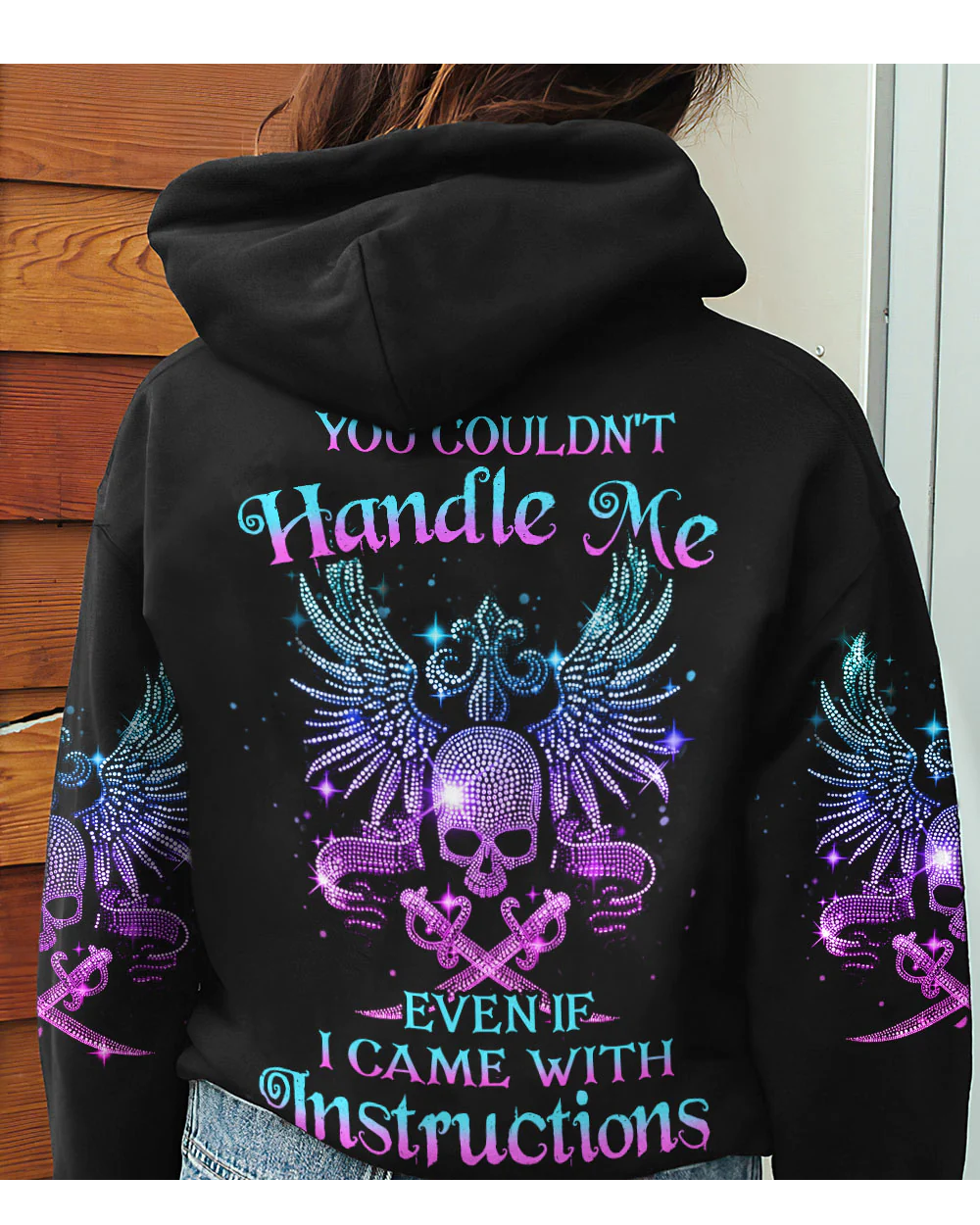 You Couldn't Handle Me Wing Skull Black Hoodie