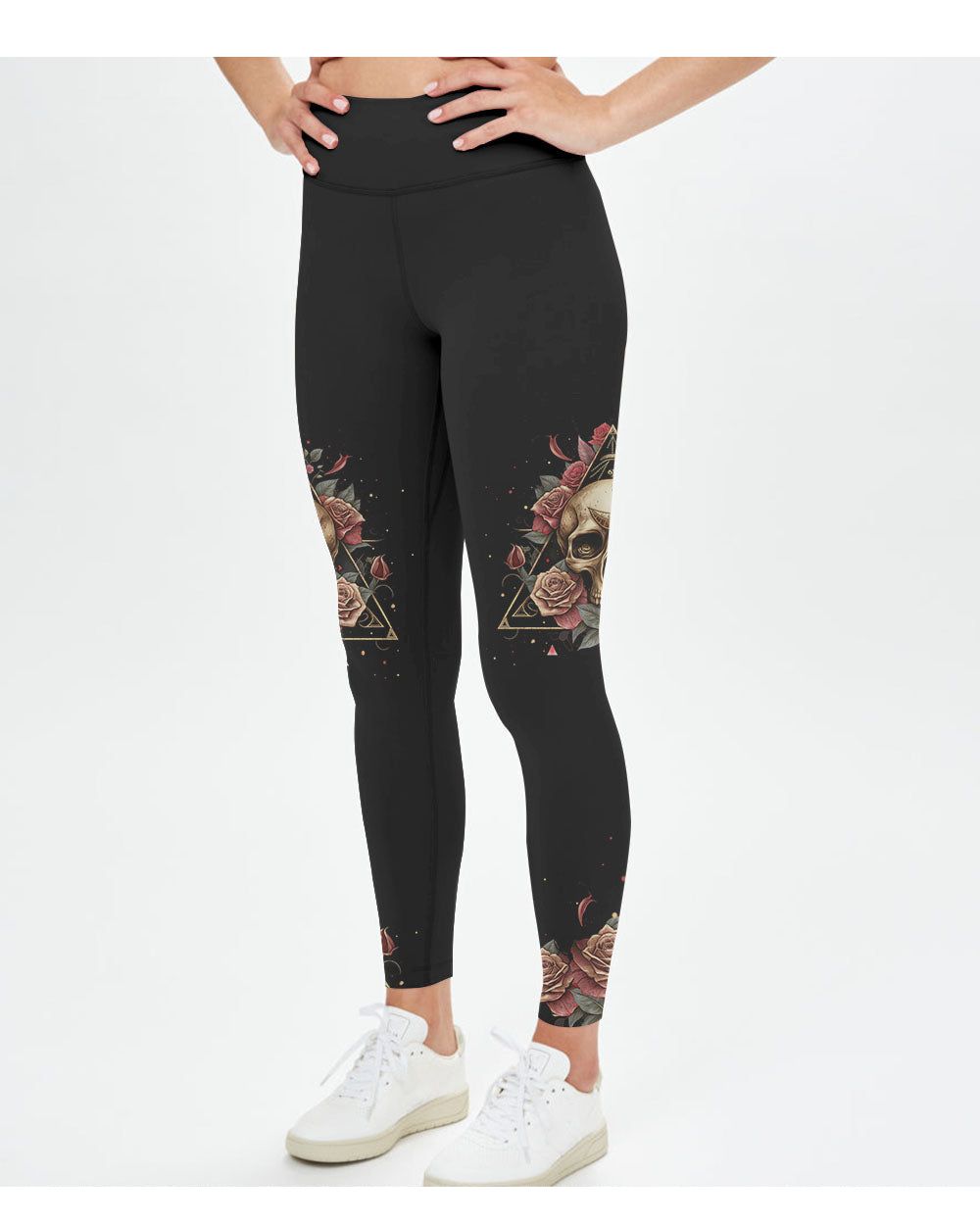 You Couldn't Handle Me Skull Roses Triangle Leggings