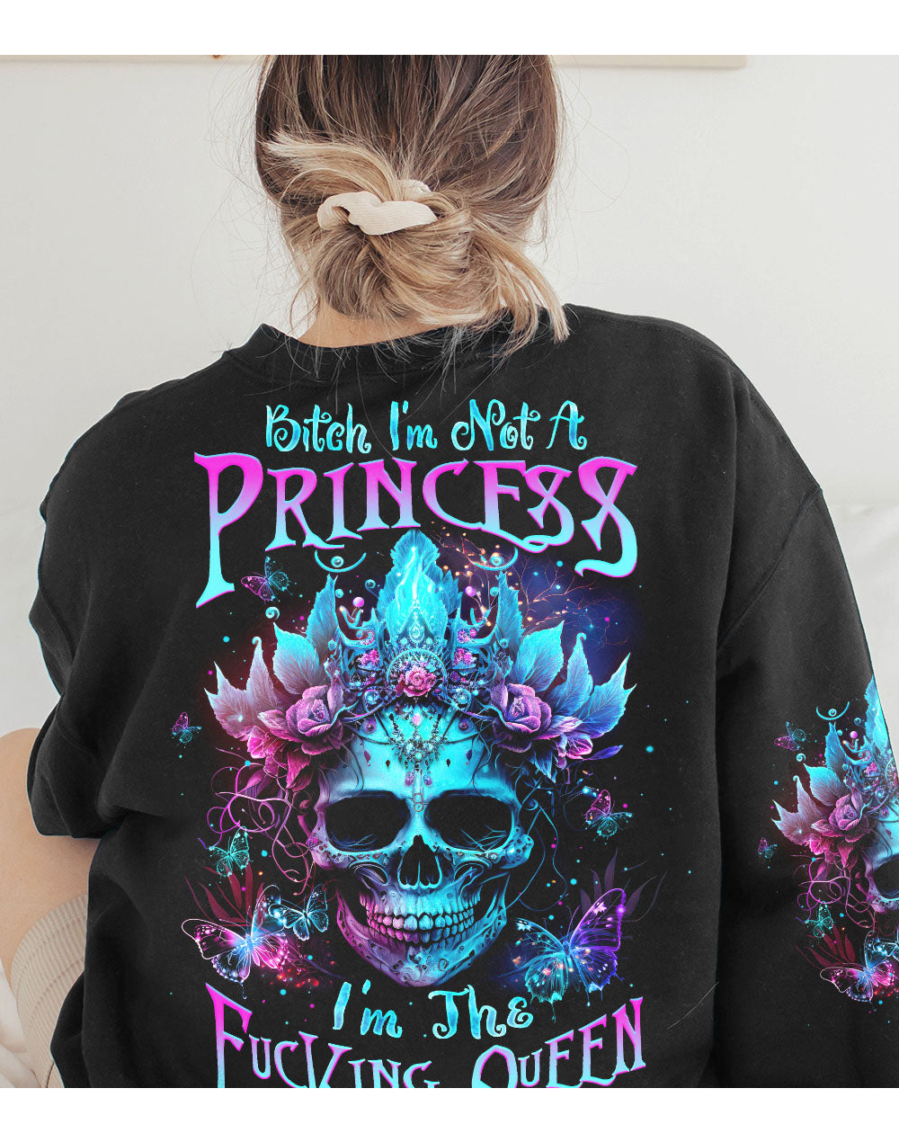 I'm Not A Princess Skull Black Sweatshirt