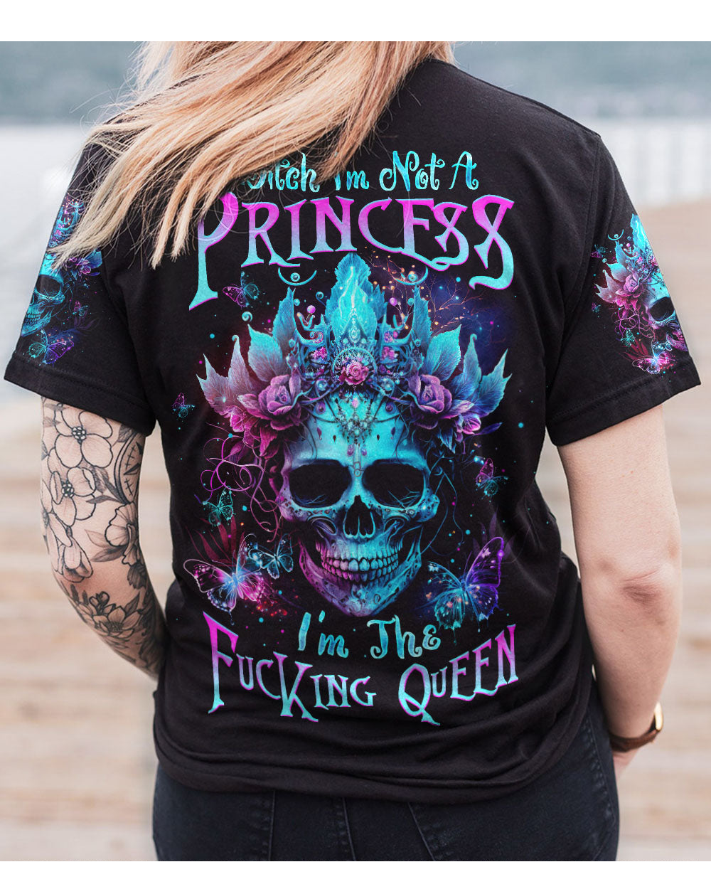 I'm Not A Princess Skull Black T Shirt