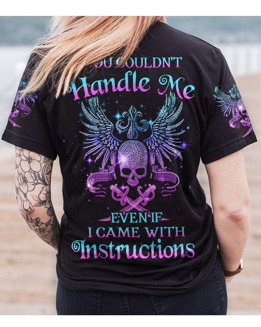 You Couldn't Handle Me Wing Skull Black T Shirt