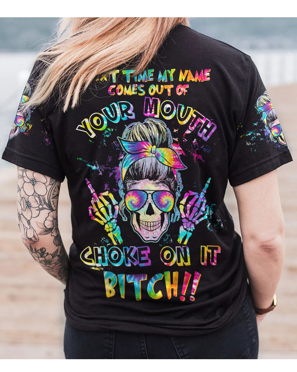 Next Time My Name Comes Out Of Your Mouth Colorful Skull T Shirt