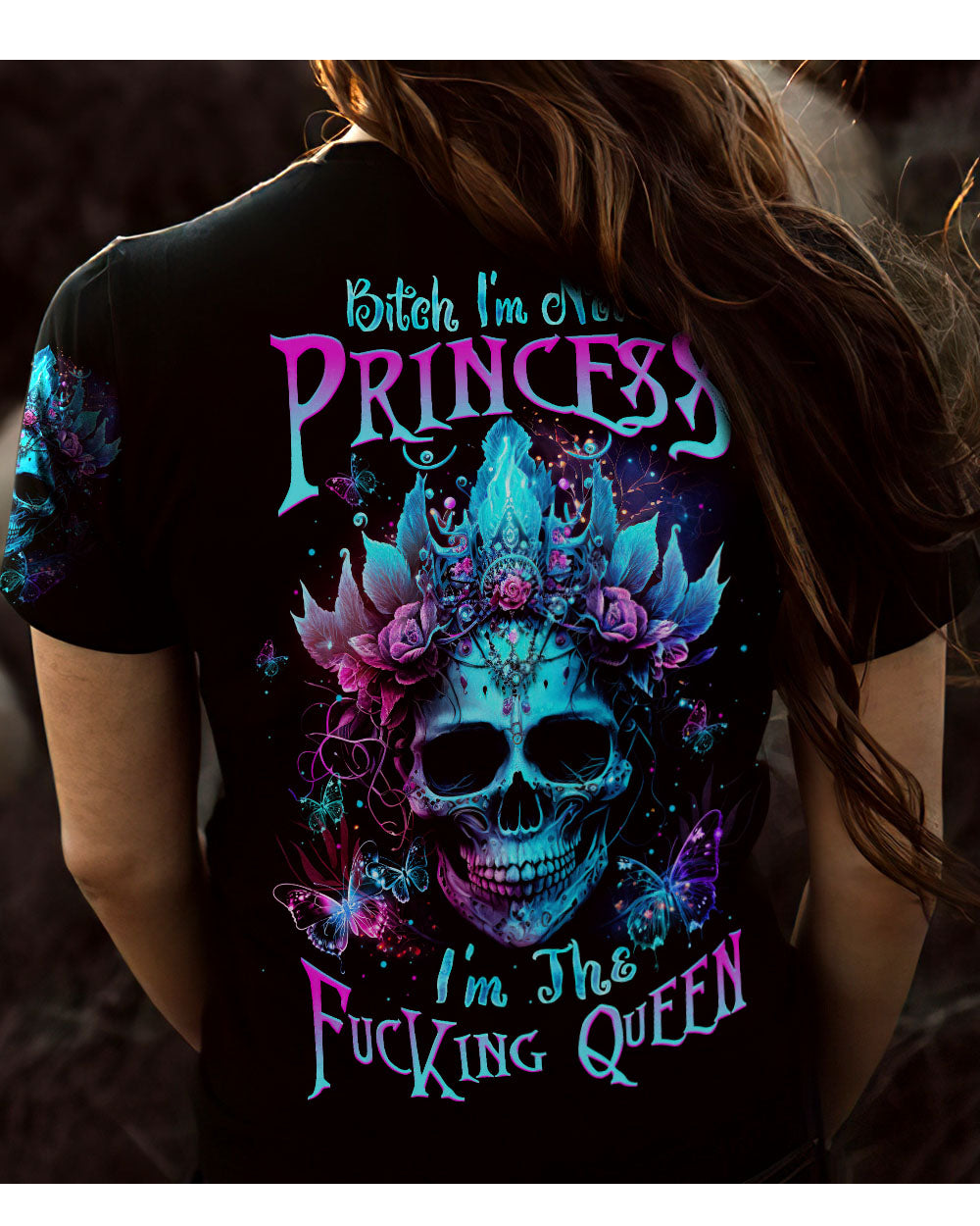 I'm Not A Princess Skull Black T Shirt