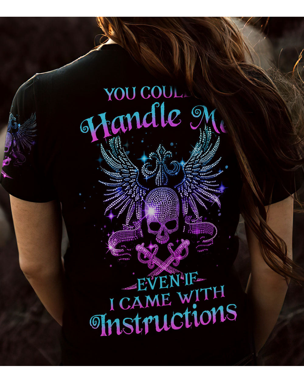 You Couldn't Handle Me Wing Skull Black T Shirt