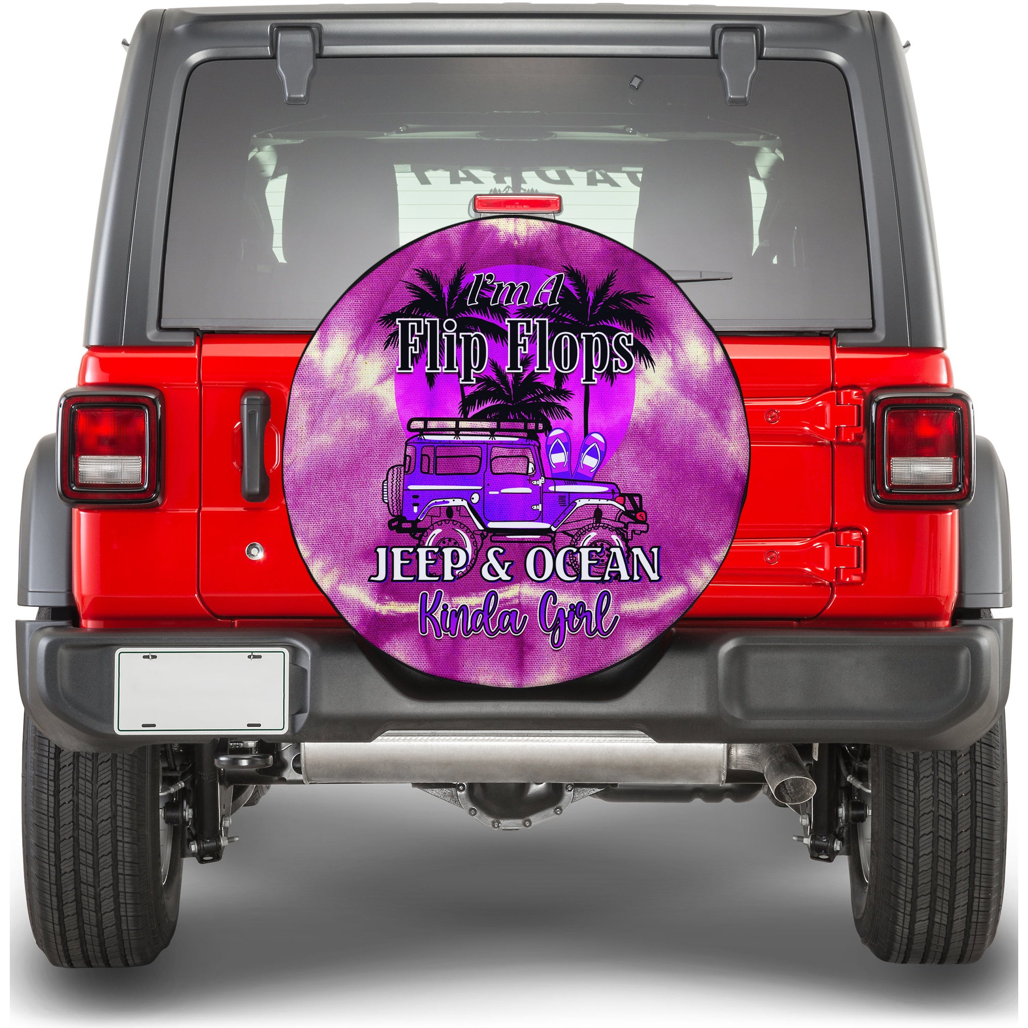 Pink Jeep Tie Dye Spare Tire Cover Im A Flip Flops Jeep And Ocean Kinda Girl Ver.02 TS06