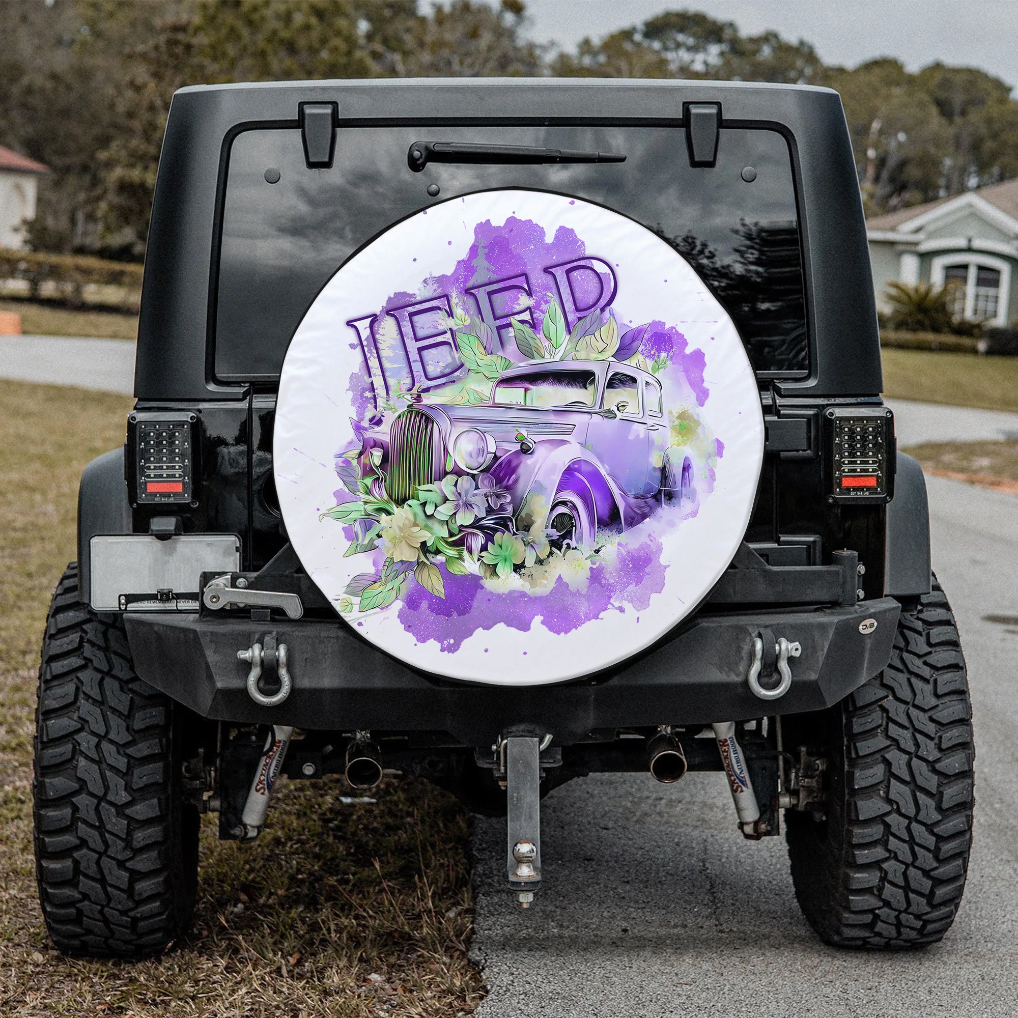 Purple Jeep Spare Tire Cover Not All Those Who Wander Are Lost TS06