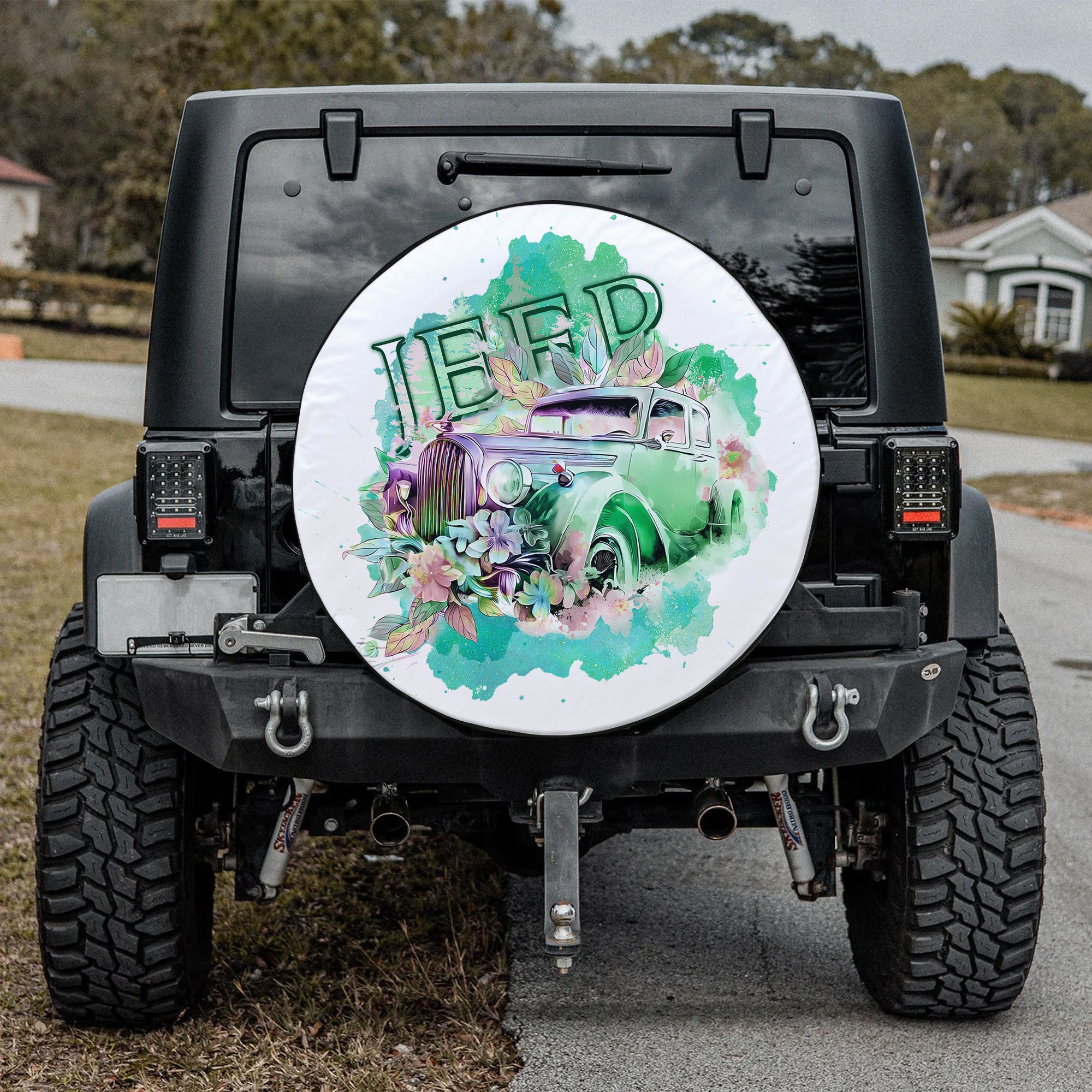 Green Jeep Spare Tire Cover Not All Those Who Wander Are Lost TS06