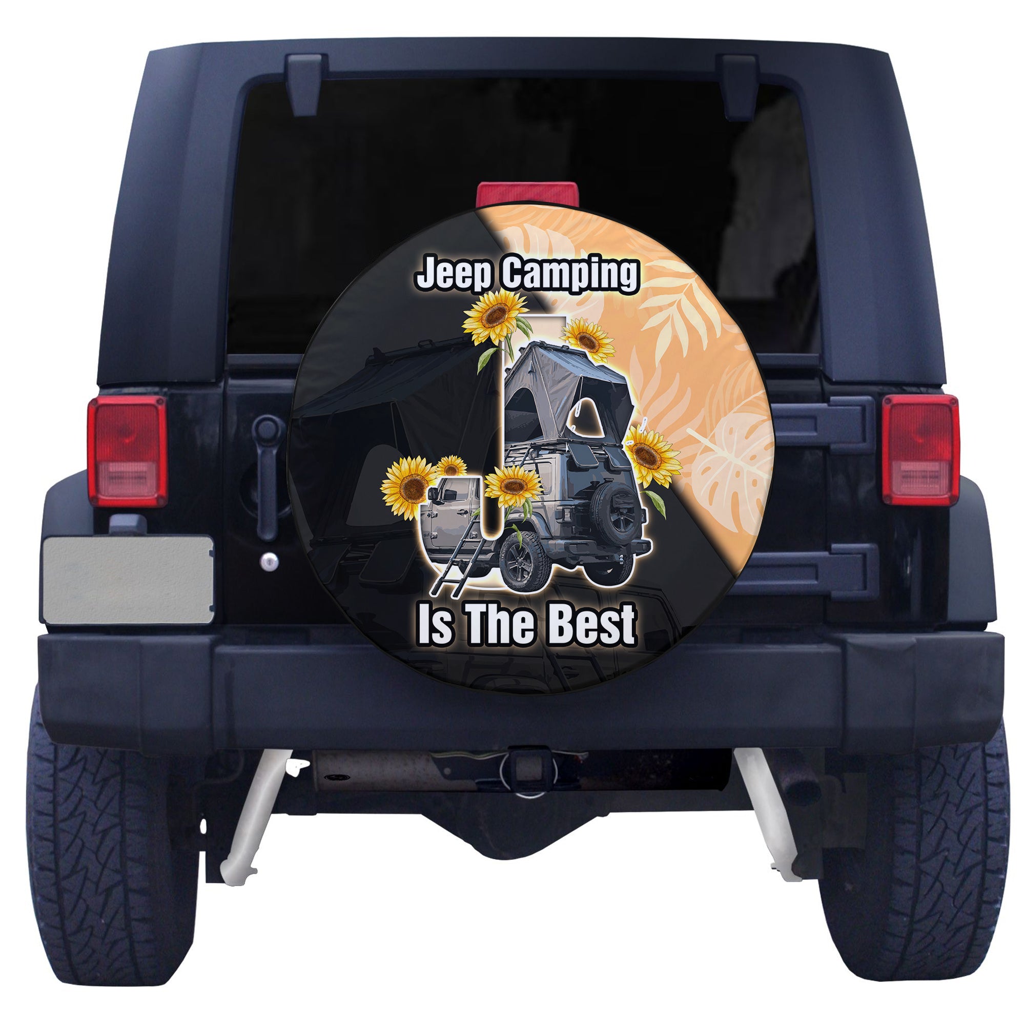 Jeep Camping Is The Best Spare Tire Cover J Alphabet Mix Sunflower TS06