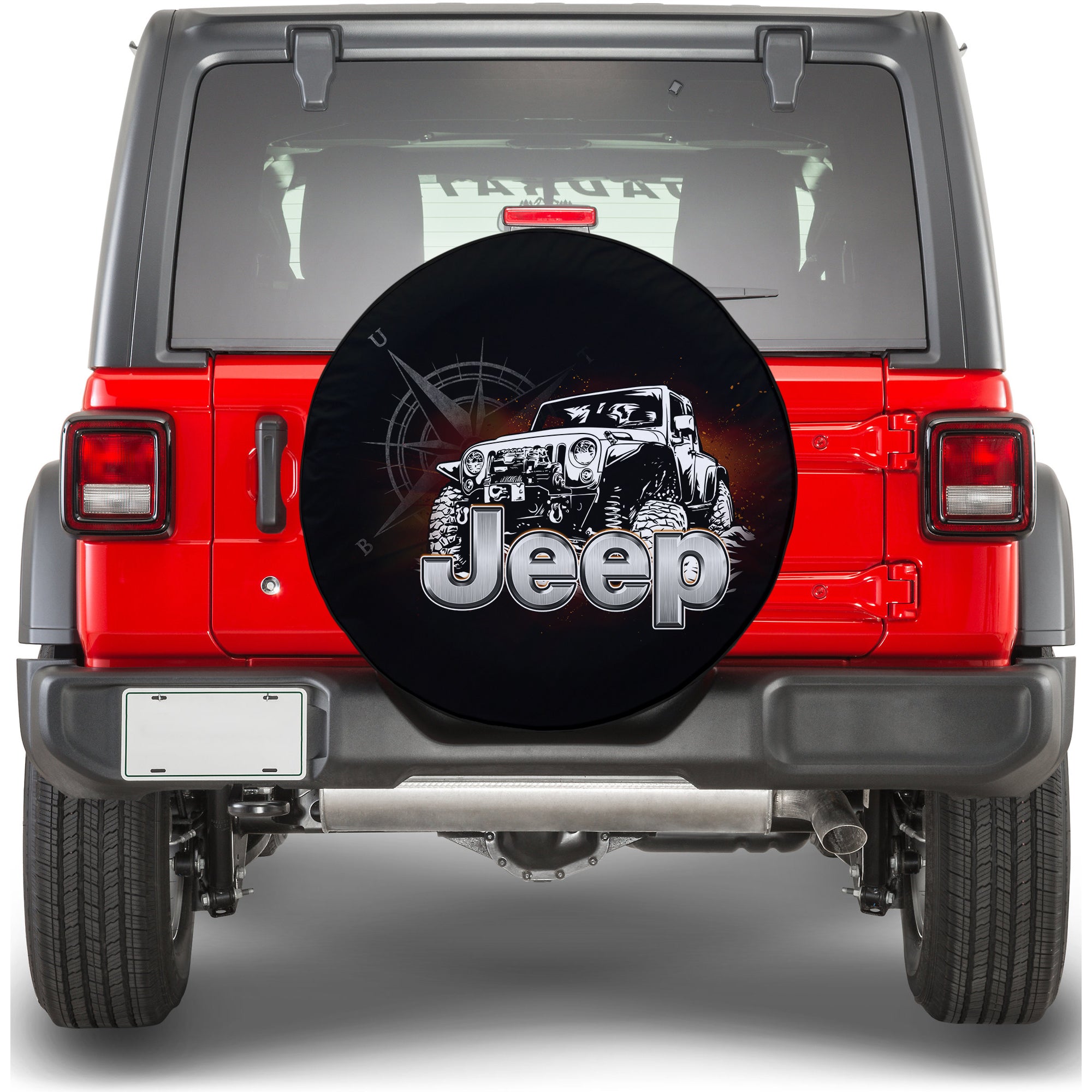 Black Jeep Spare Tire Cover Not All Who Wander Are Lost Compass TS06