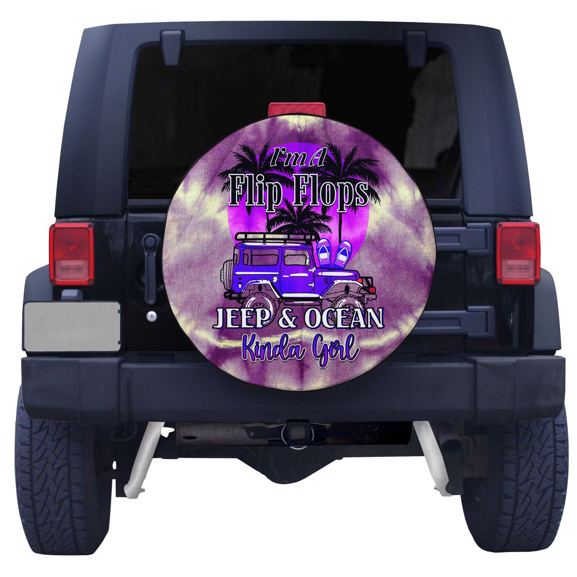 Violet Jeep Tie Dye Spare Tire Cover Im A Flip Flops Jeep And Ocean Kinda Girl Ver.02 TS06